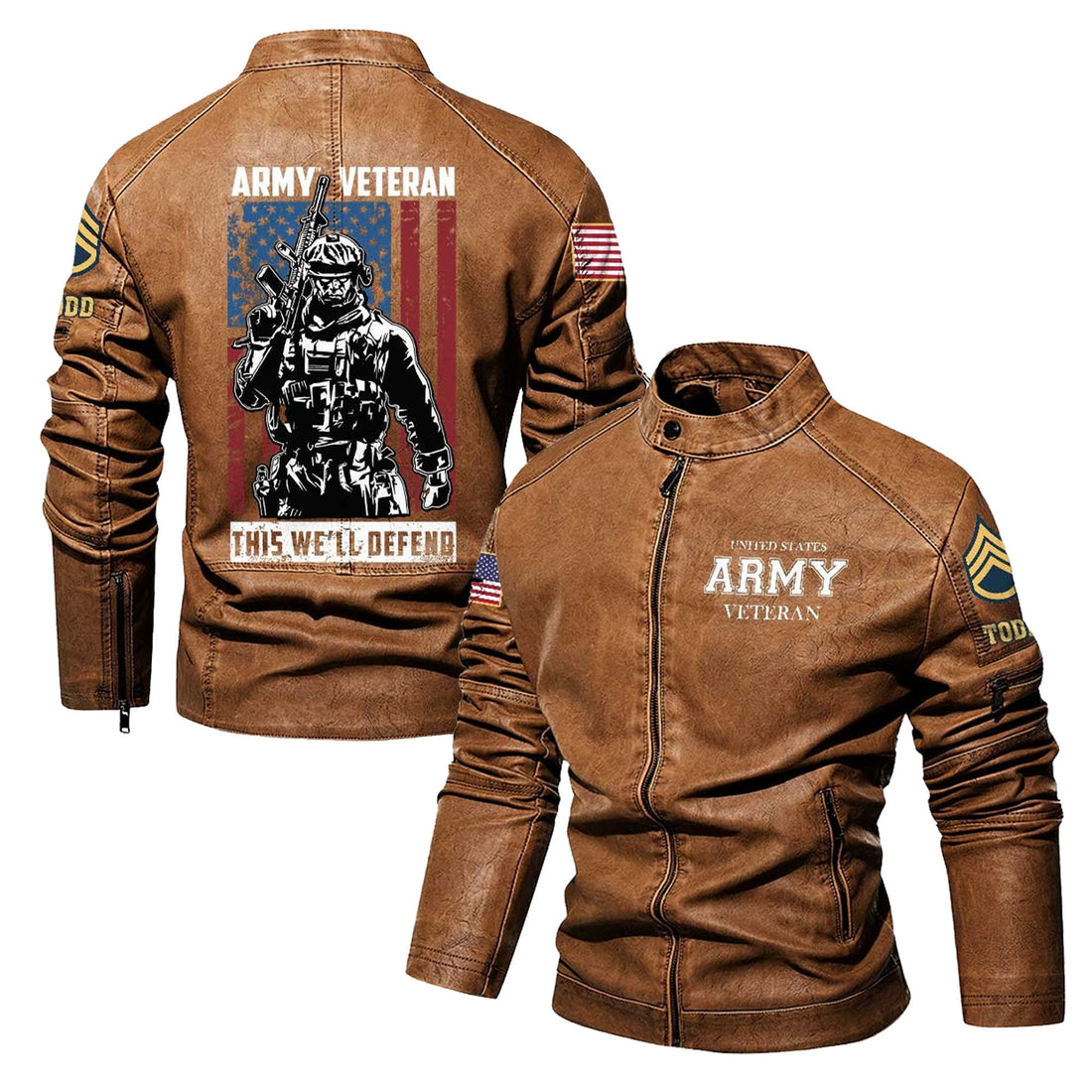 Premium Custom US Army Leather Jacket VPVC702348, Gifts For Army Veteran, Gifts On Father's Day, Veterans Day.