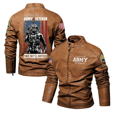 Premium Custom US Army Leather Jacket VPVC702348, Gifts For Army Veteran, Gifts On Father's Day, Veterans Day.