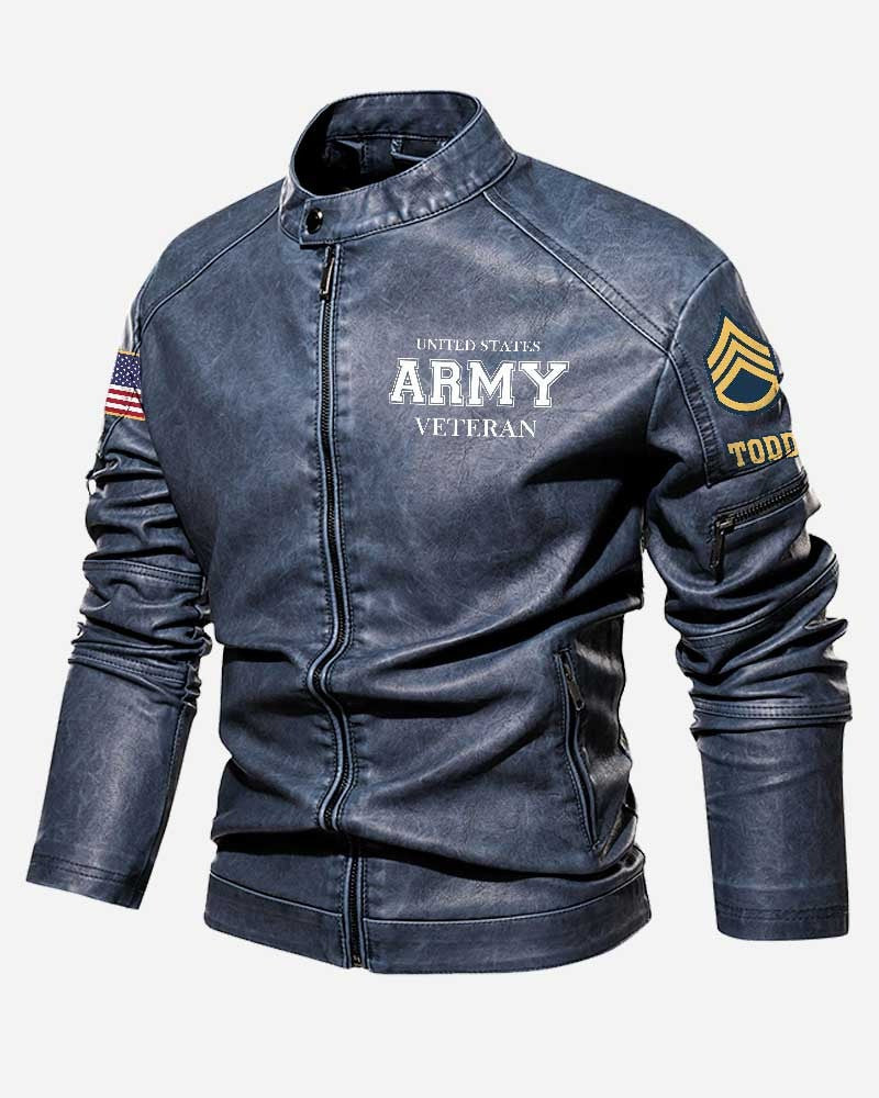 Premium Custom US Army Leather Jacket VPVC702349, Gifts For Army Veteran, Gifts On Father's Day, Veterans Day.