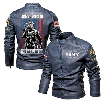 Premium Custom US Army Leather Jacket VPVC702349, Gifts For Army Veteran, Gifts On Father's Day, Veterans Day.