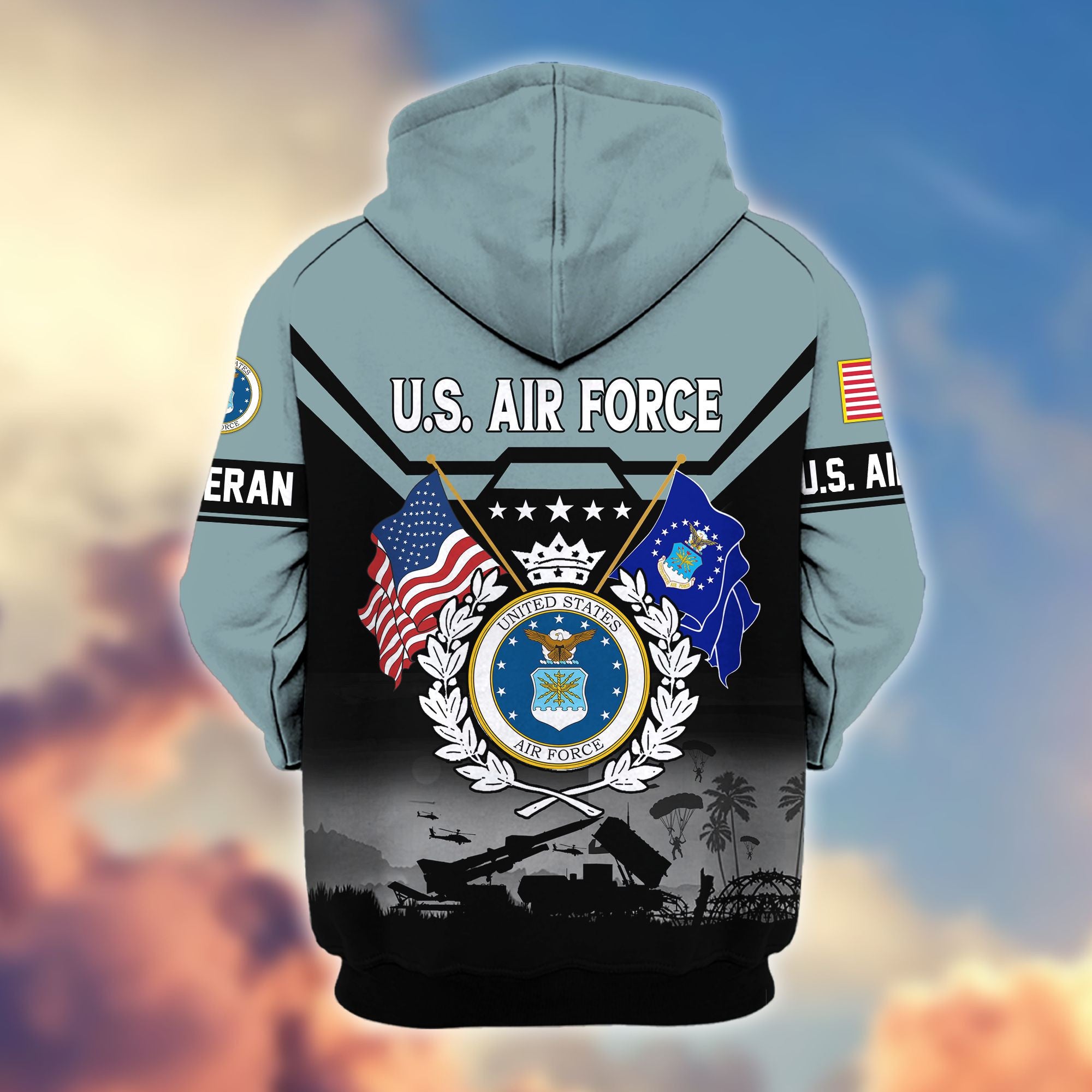 Premium US Veterans Zip Hoodie BPHN011014, Gifts For US Veterans, Gifts On Father's Day, Veterans Day.