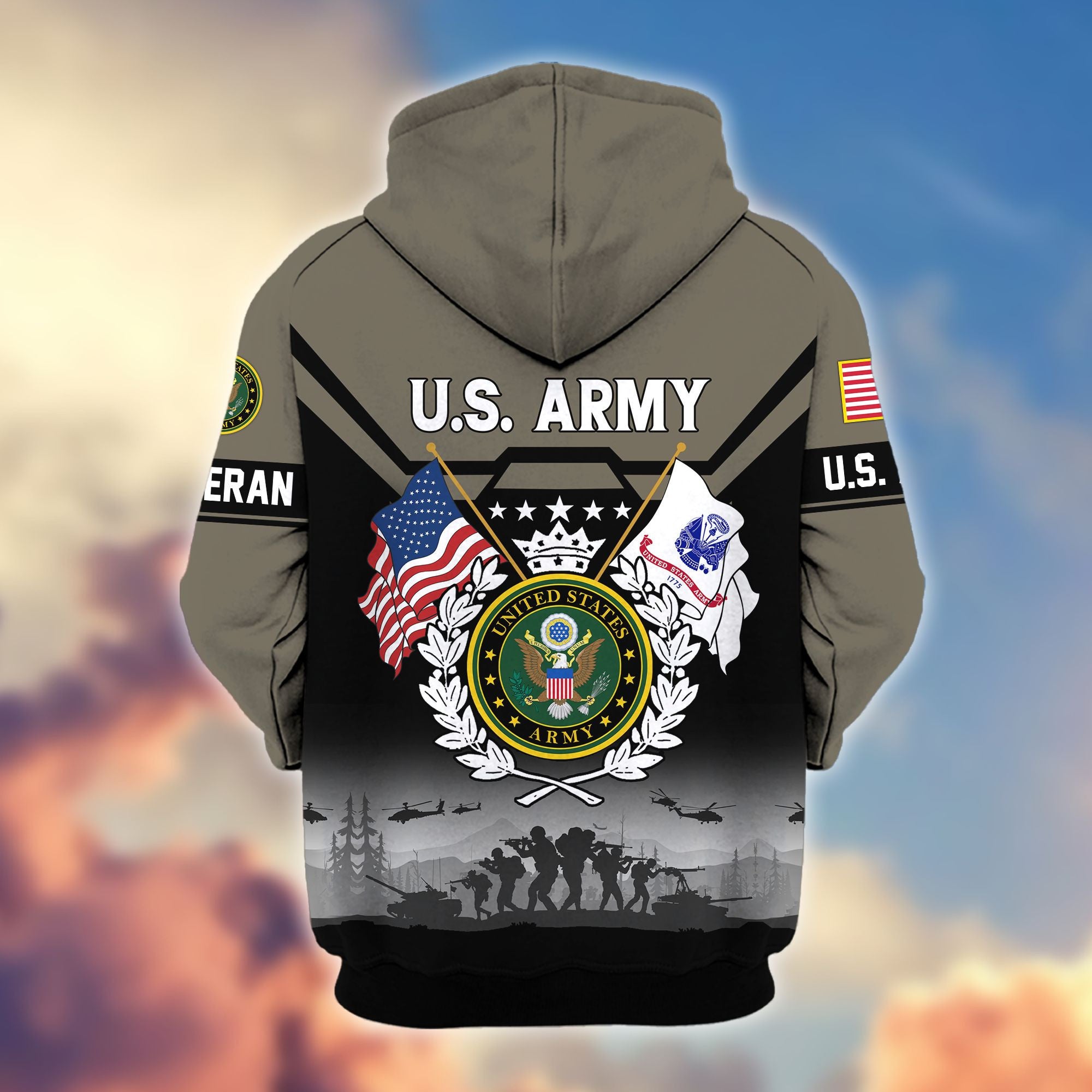 Premium US Veterans Zip Hoodie BPHN011014, Gifts For US Veterans, Gifts On Father's Day, Veterans Day.