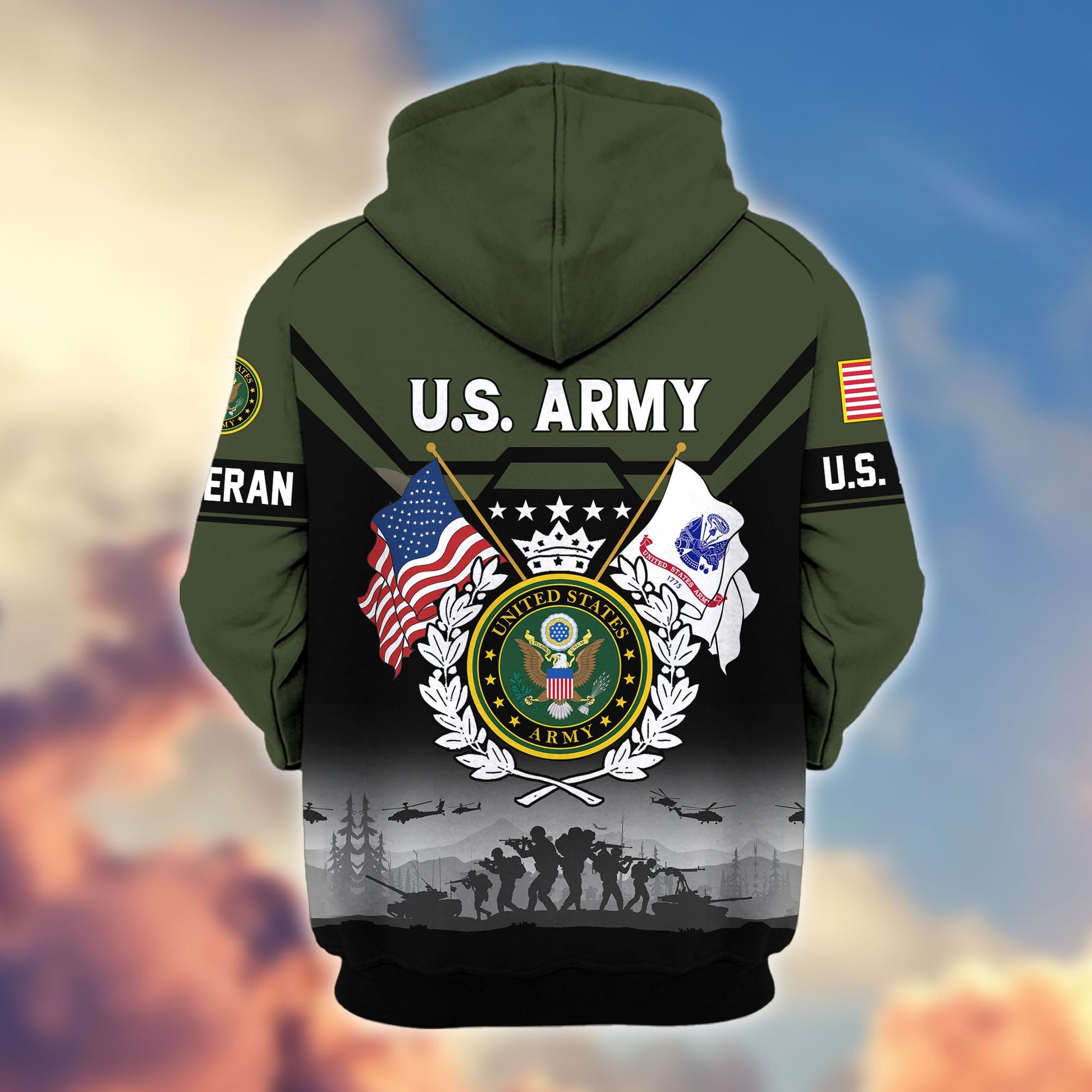 Premium US Veterans Zip Hoodie BPHN011014, Gifts For US Veterans, Gifts On Father's Day, Veterans Day.