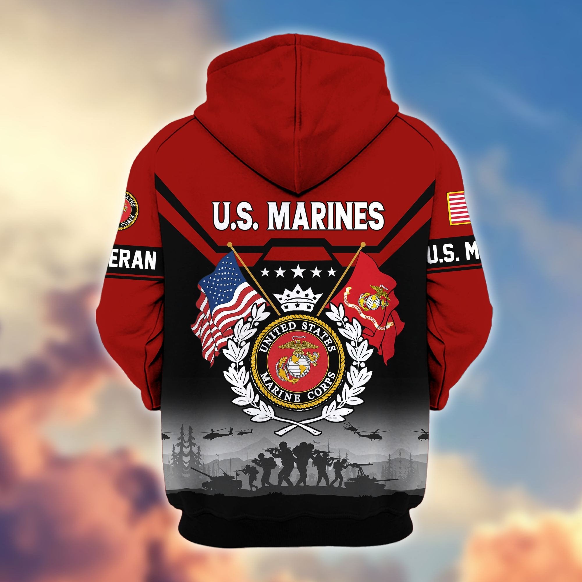 Premium US Veterans Zip Hoodie BPHN011014, Gifts For US Veterans, Gifts On Father's Day, Veterans Day.