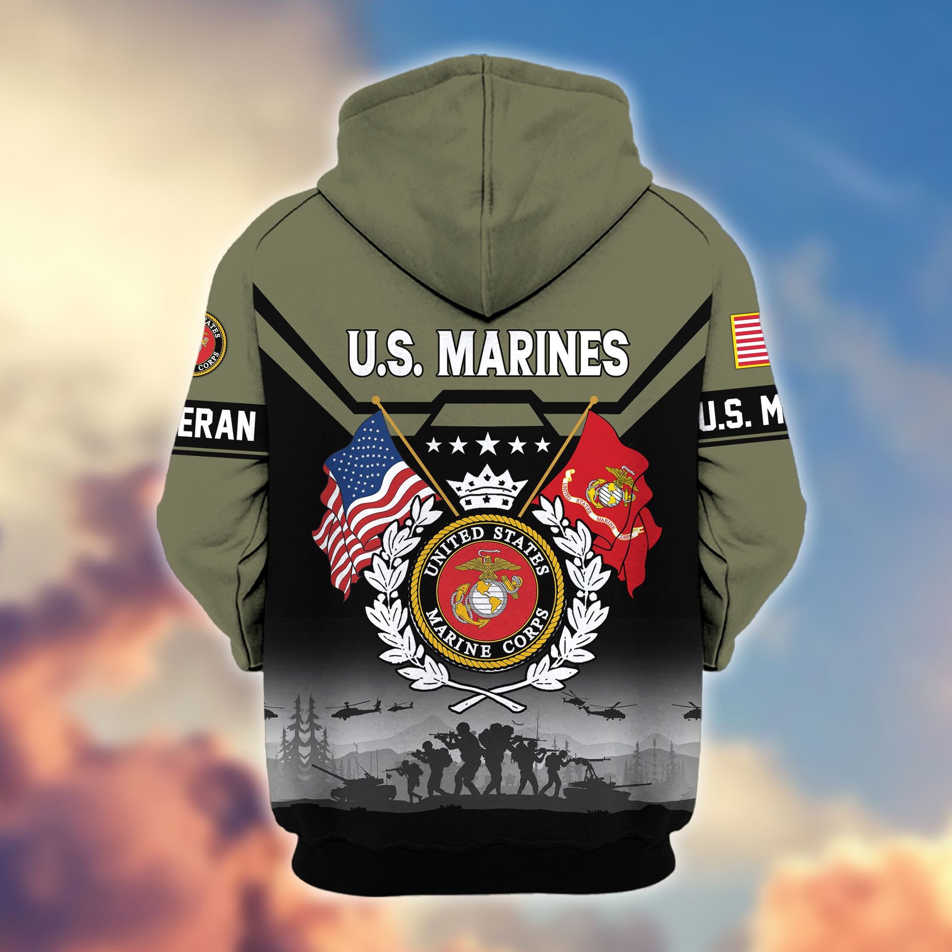 Premium US Veterans Zip Hoodie BPHN011014, Gifts For US Veterans, Gifts On Father's Day, Veterans Day.