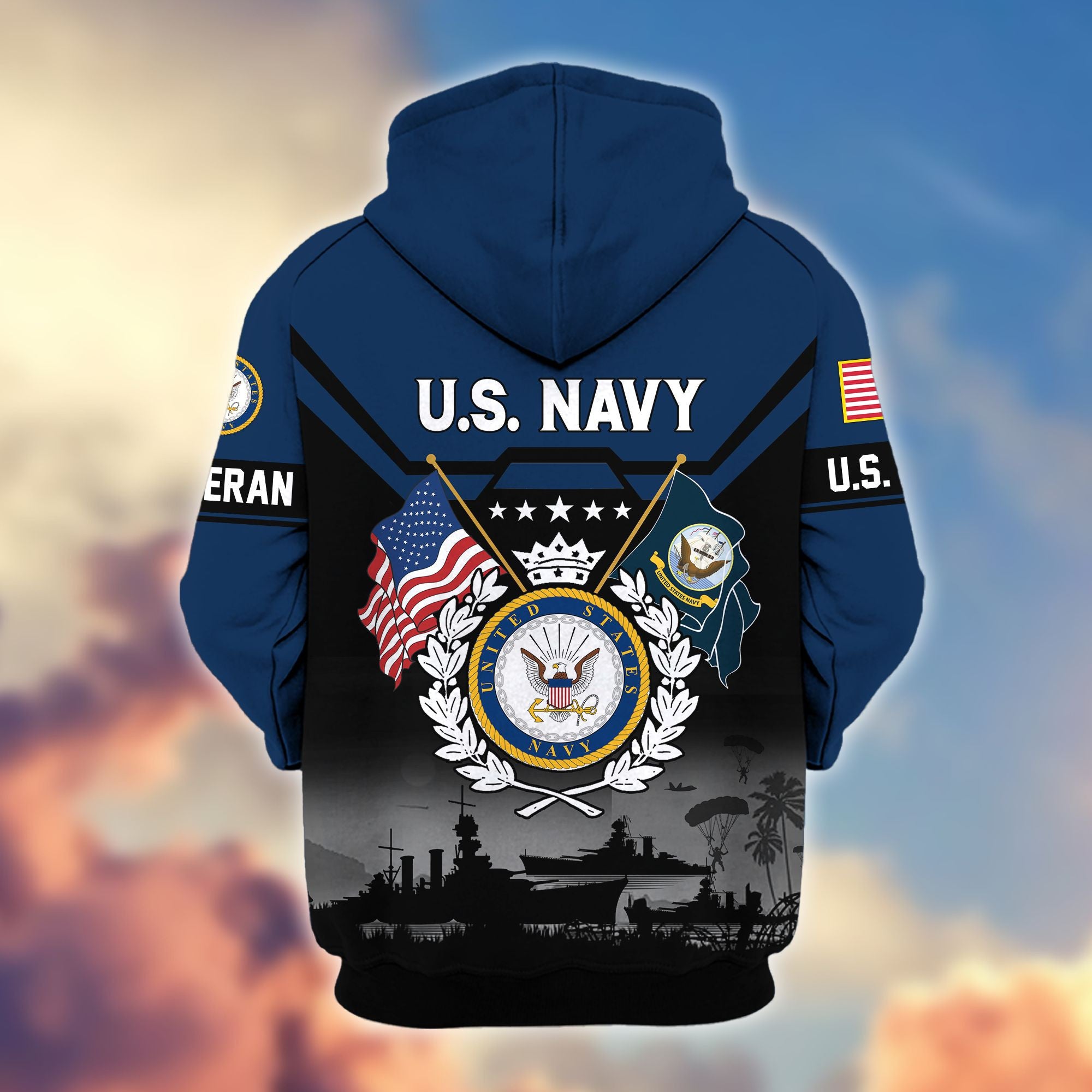 Premium US Veterans Zip Hoodie BPHN011014, Gifts For US Veterans, Gifts On Father's Day, Veterans Day.