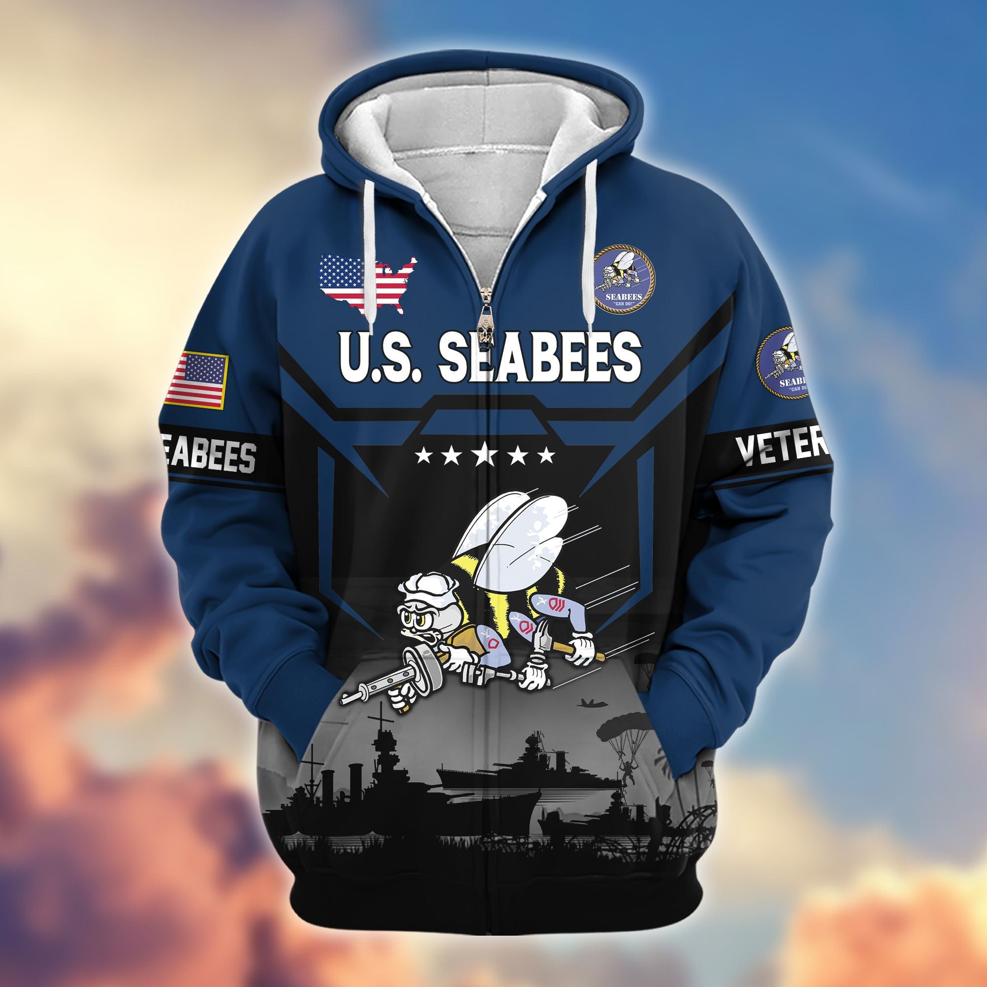 Premium US Veterans Zip Hoodie BPHN011014, Gifts For US Veterans, Gifts On Father's Day, Veterans Day.