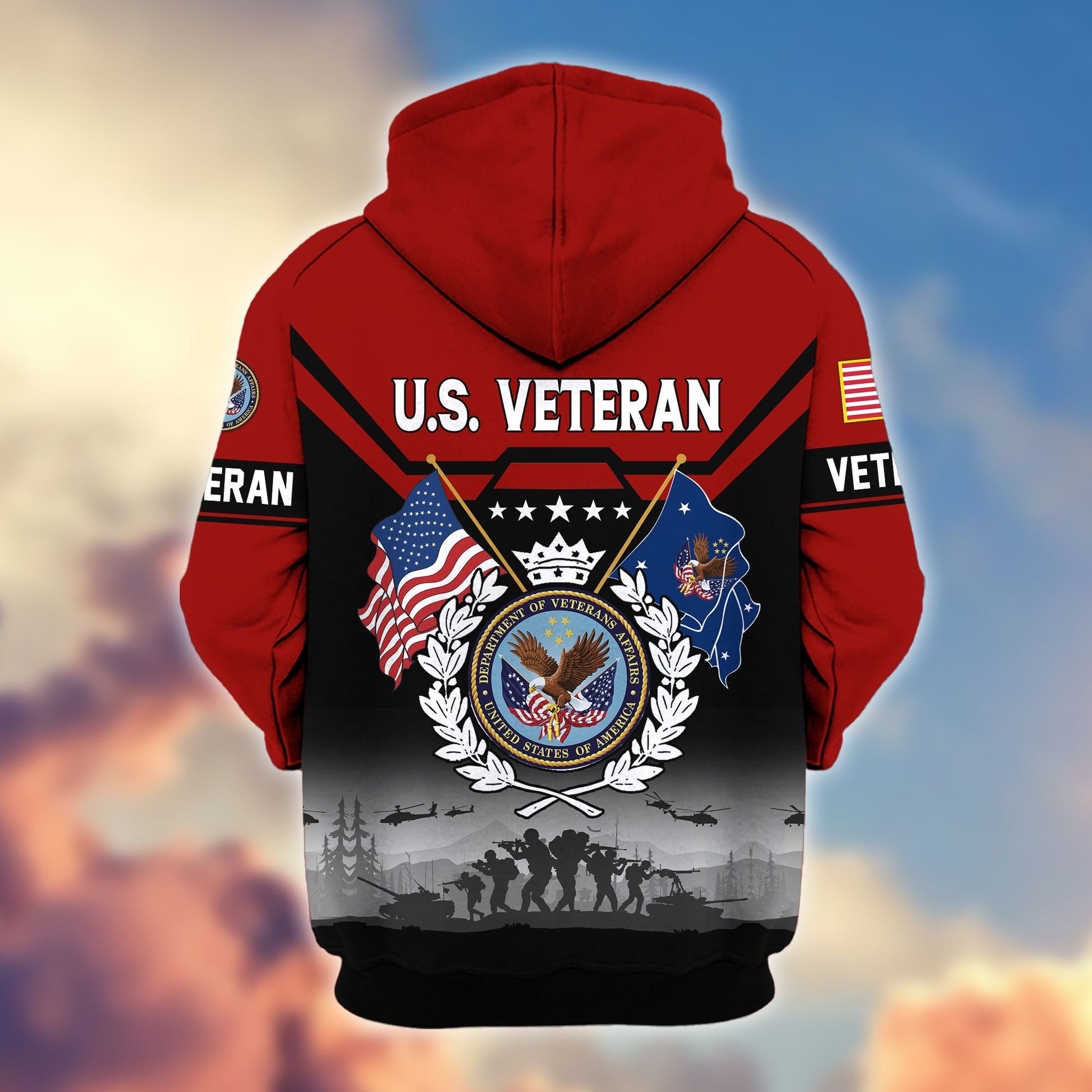 Premium US Veterans Zip Hoodie BPHN011014, Gifts For US Veterans, Gifts On Father's Day, Veterans Day.