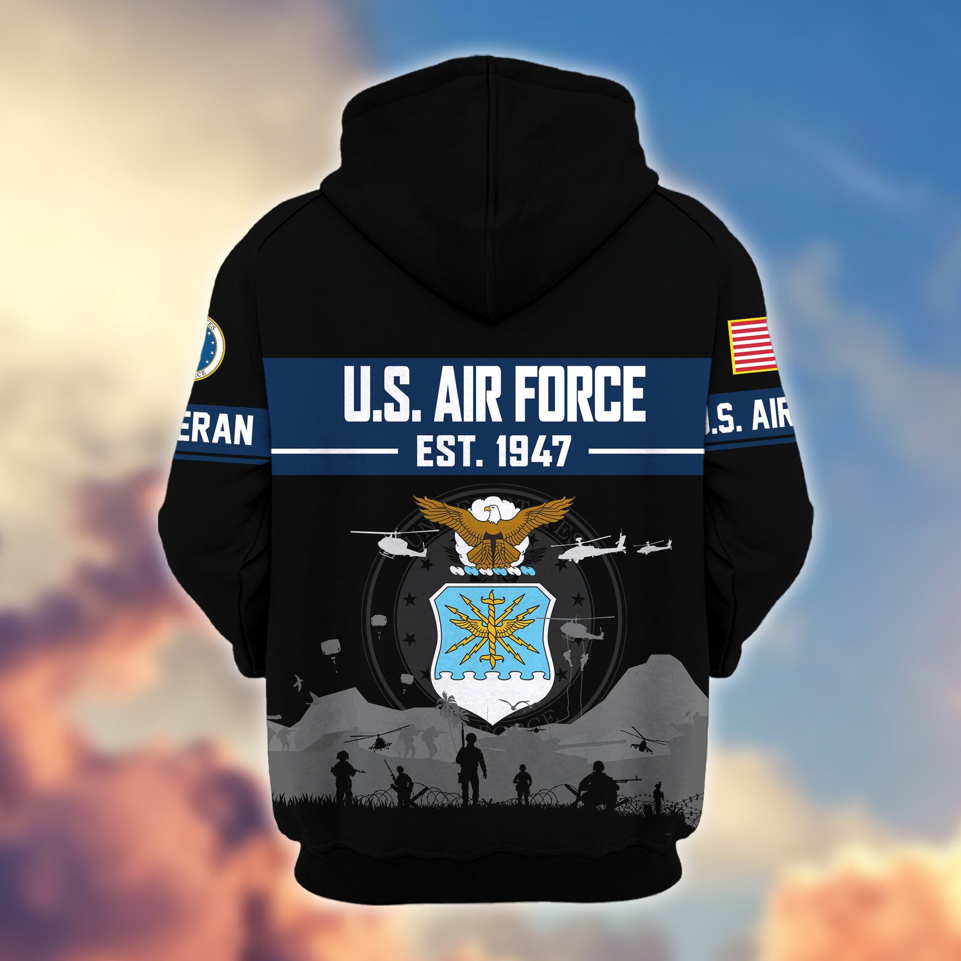 Premium US Veterans Zip Hoodie BPHN021011, Gifts For US Veterans, Gifts On Father's Day, Veterans Day.