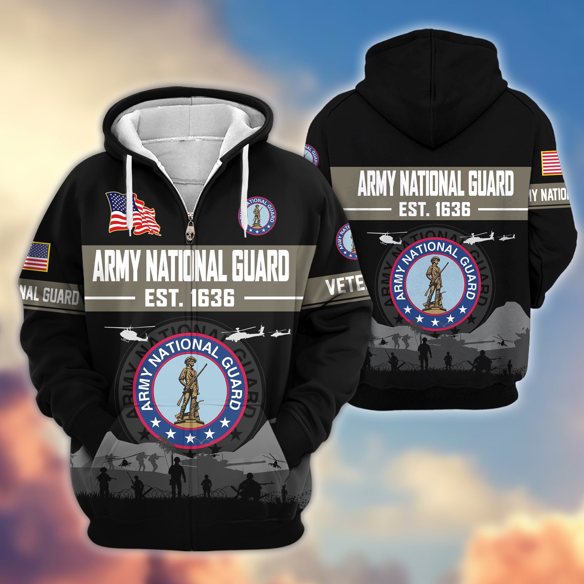 Premium US Veterans Zip Hoodie BPHN021011, Gifts For US Veterans, Gifts On Father's Day, Veterans Day.
