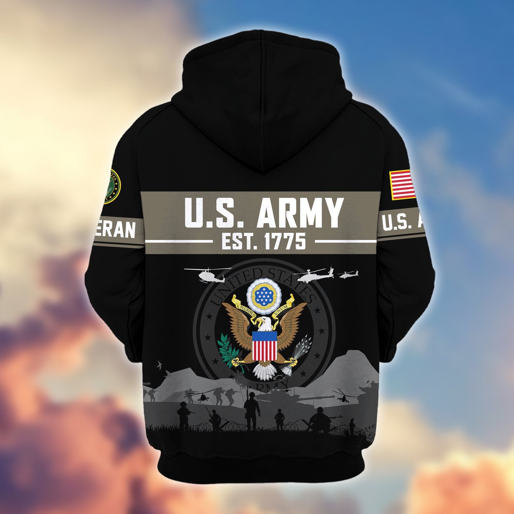 Premium US Veterans Zip Hoodie BPHN021011, Gifts For US Veterans, Gifts On Father's Day, Veterans Day.