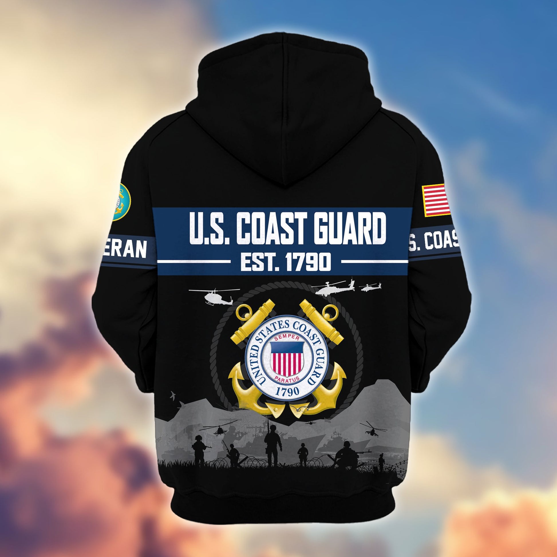 Premium US Veterans Zip Hoodie BPHN021011, Gifts For US Veterans, Gifts On Father's Day, Veterans Day.