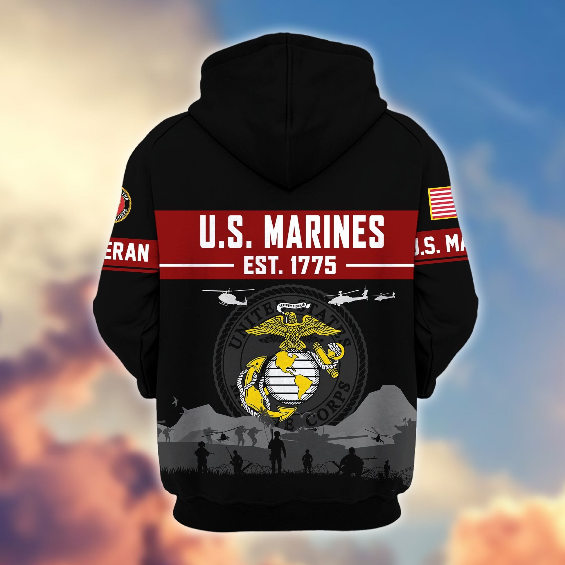 Premium US Veterans Zip Hoodie BPHN021011, Gifts For US Veterans, Gifts On Father's Day, Veterans Day.
