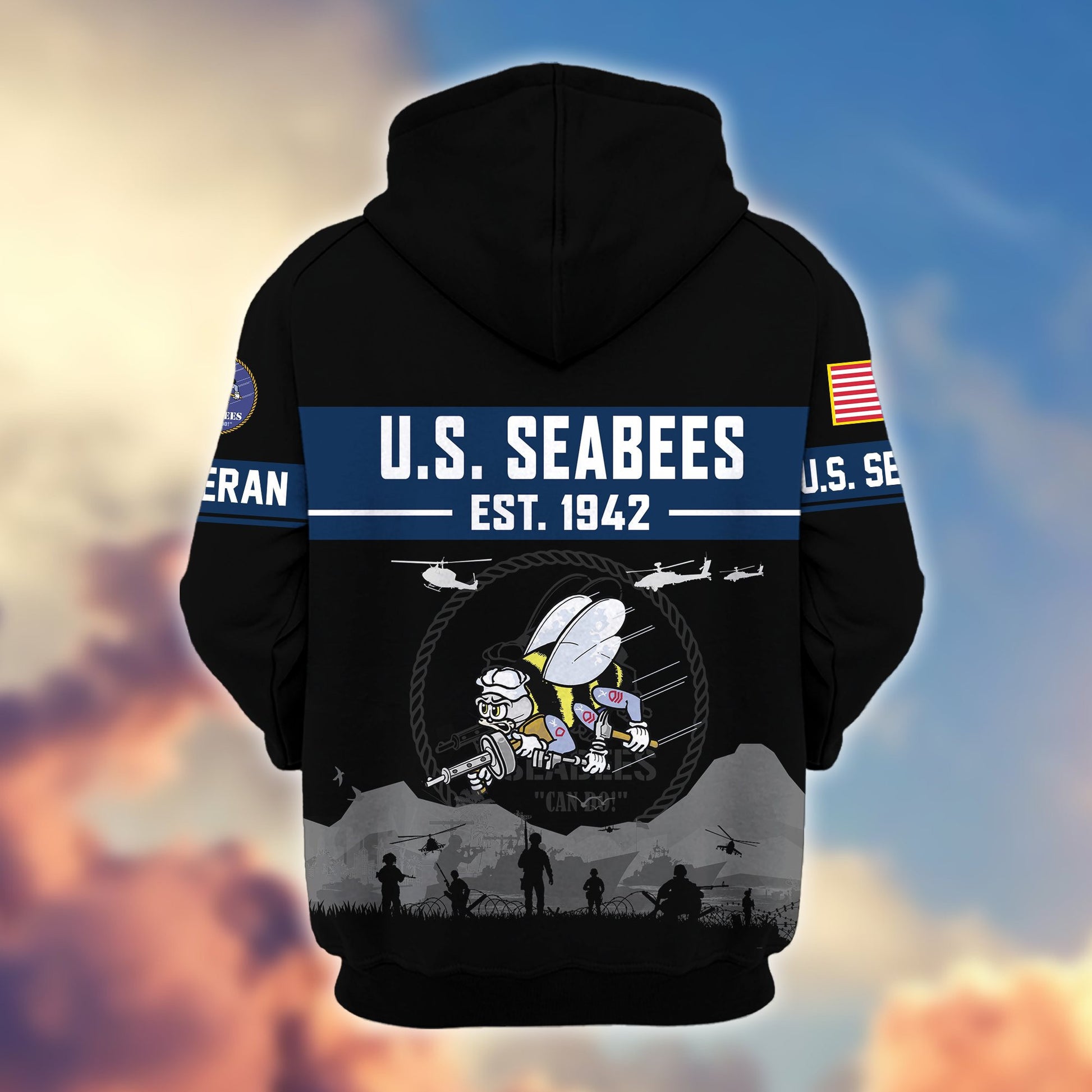 Premium US Veterans Zip Hoodie BPHN021011, Gifts For US Veterans, Gifts On Father's Day, Veterans Day.
