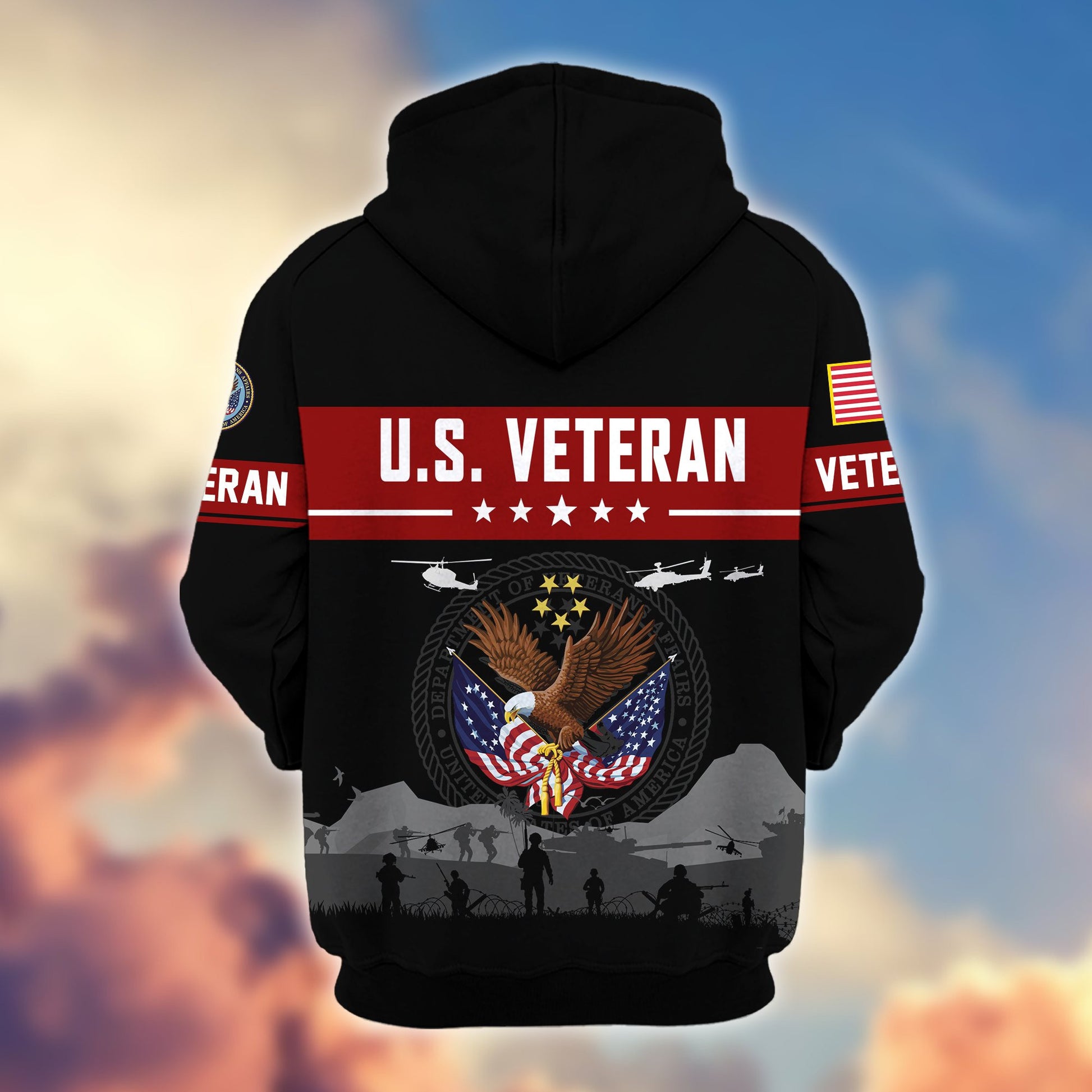 Premium US Veterans Zip Hoodie BPHN021011, Gifts For US Veterans, Gifts On Father's Day, Veterans Day.
