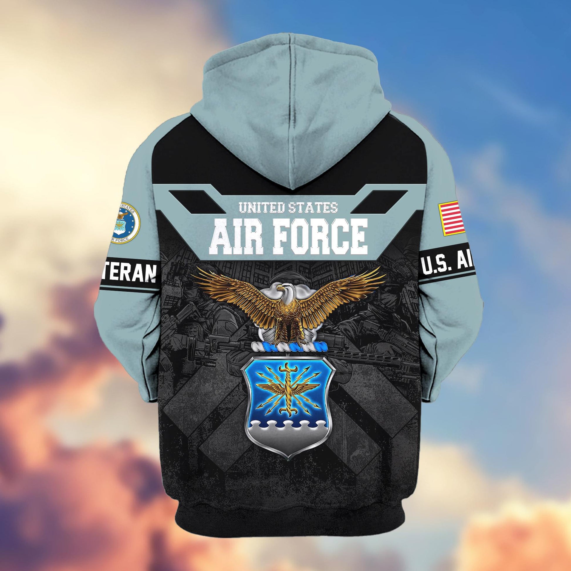 Premium US Veterans Zip Hoodie ATTN011023, Gifts For US Veterans, Gifts On Father's Day, Veterans Day.