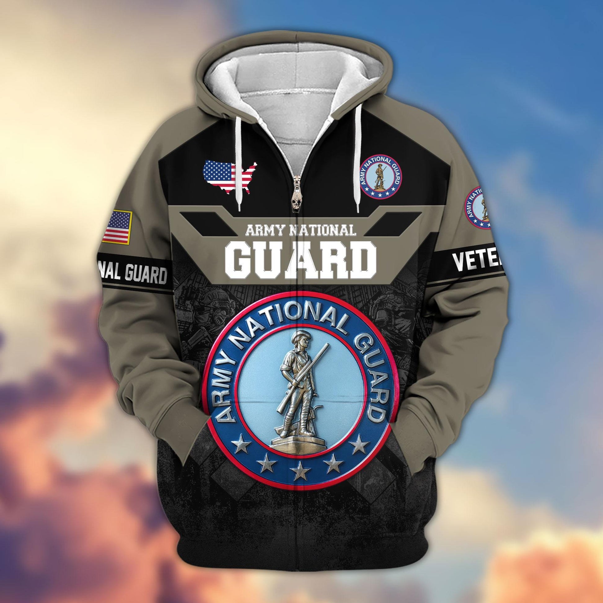 Premium US Veterans Zip Hoodie ATTN011023, Gifts For US Veterans, Gifts On Father's Day, Veterans Day.
