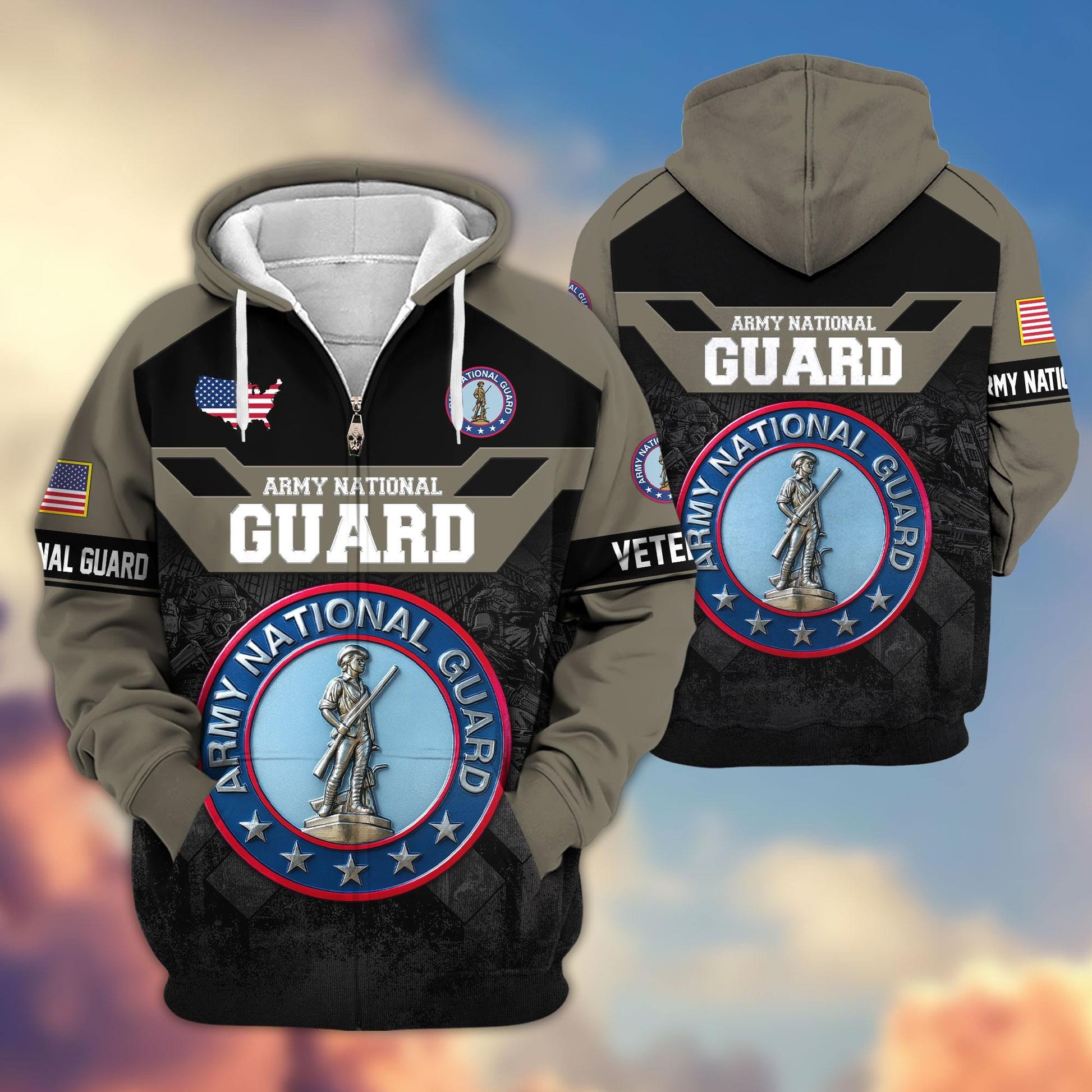 Premium US Veterans Zip Hoodie ATTN011023, Gifts For US Veterans, Gifts On Father's Day, Veterans Day.