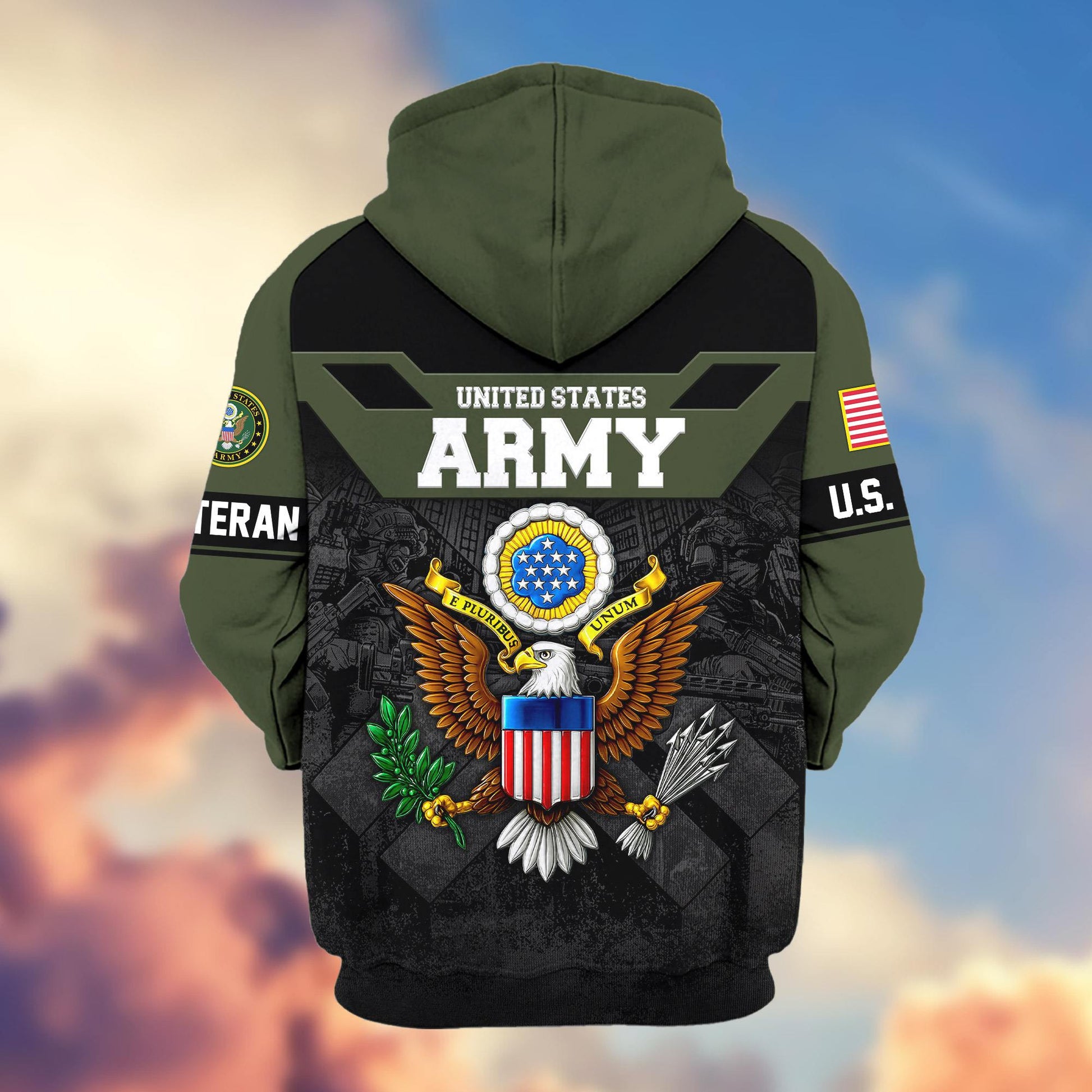 Premium US Veterans Zip Hoodie ATTN011023, Gifts For US Veterans, Gifts On Father's Day, Veterans Day.