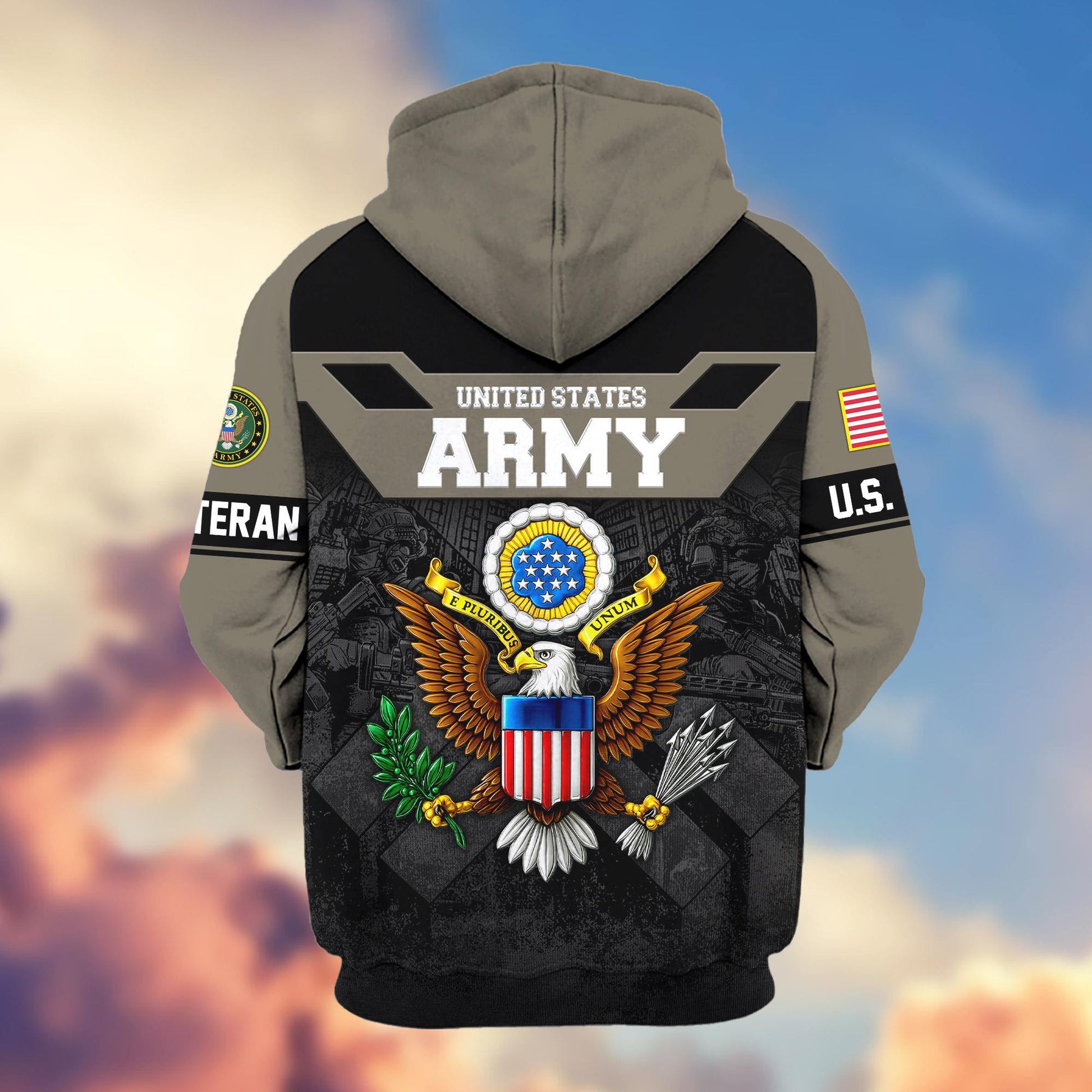Premium US Veterans Zip Hoodie ATTN011023, Gifts For US Veterans, Gifts On Father's Day, Veterans Day.