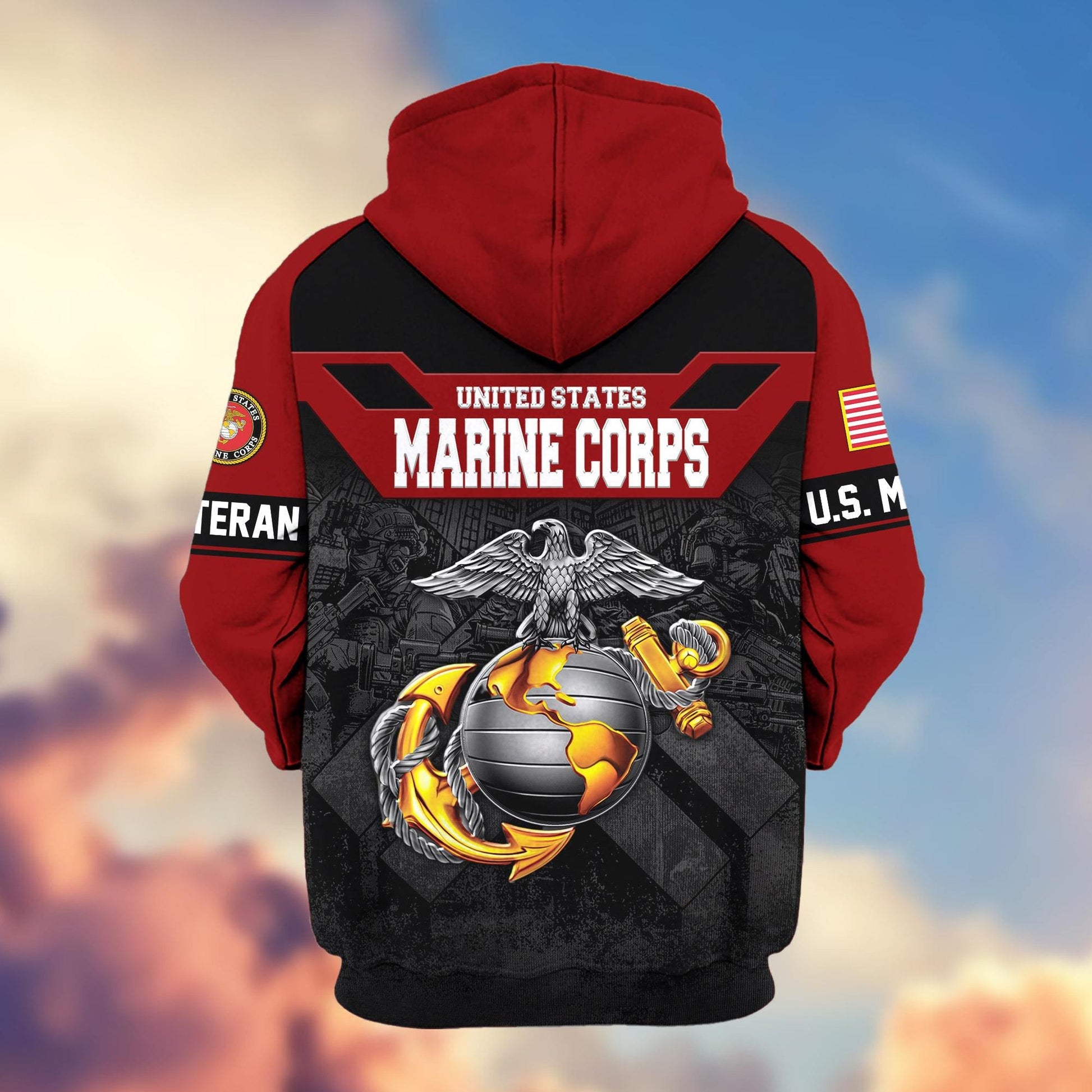 Premium US Veterans Zip Hoodie ATTN011023, Gifts For US Veterans, Gifts On Father's Day, Veterans Day.