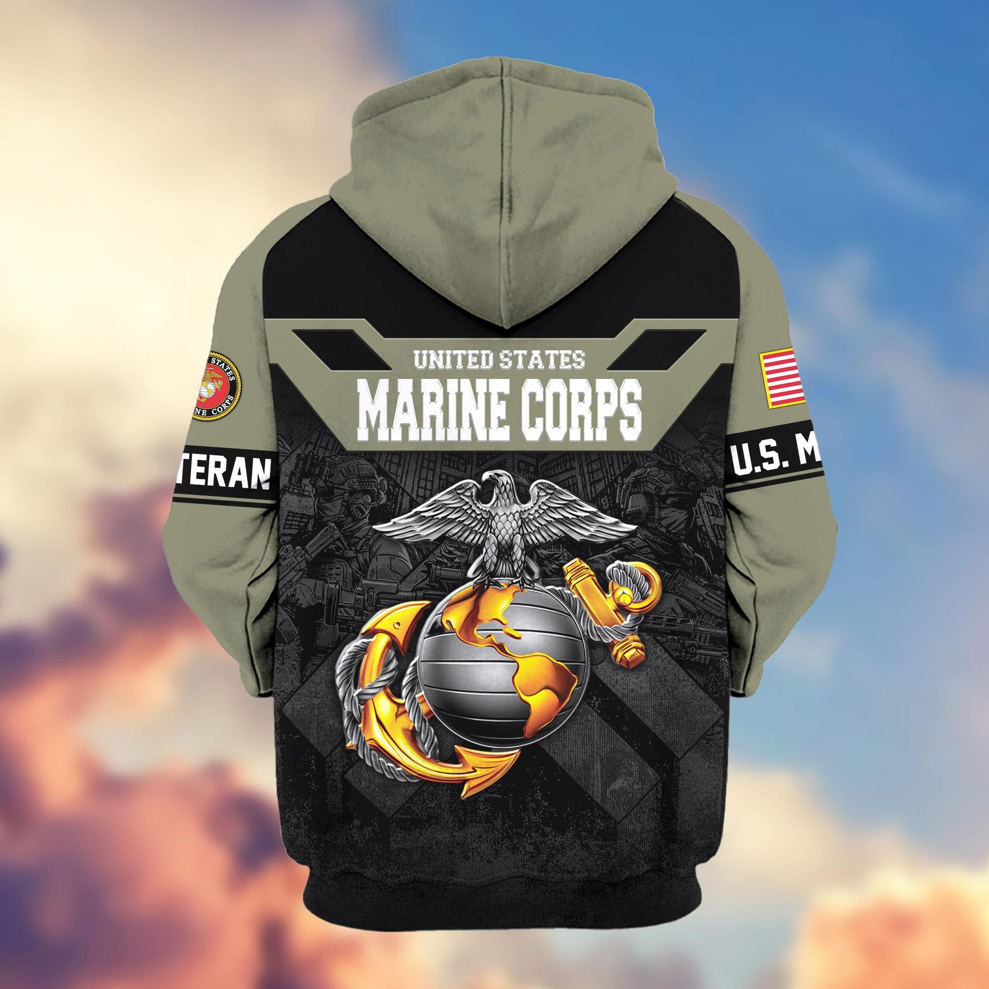 Premium US Veterans Zip Hoodie ATTN011023, Gifts For US Veterans, Gifts On Father's Day, Veterans Day.