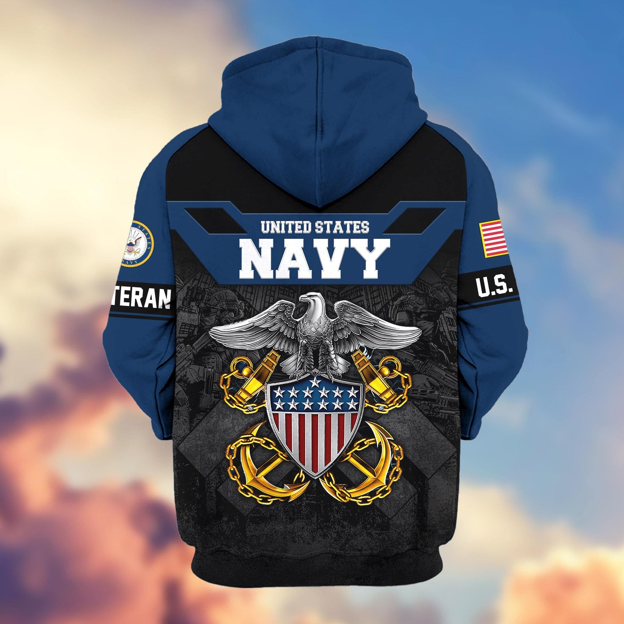 Premium US Veterans Zip Hoodie ATTN011023, Gifts For US Veterans, Gifts On Father's Day, Veterans Day.
