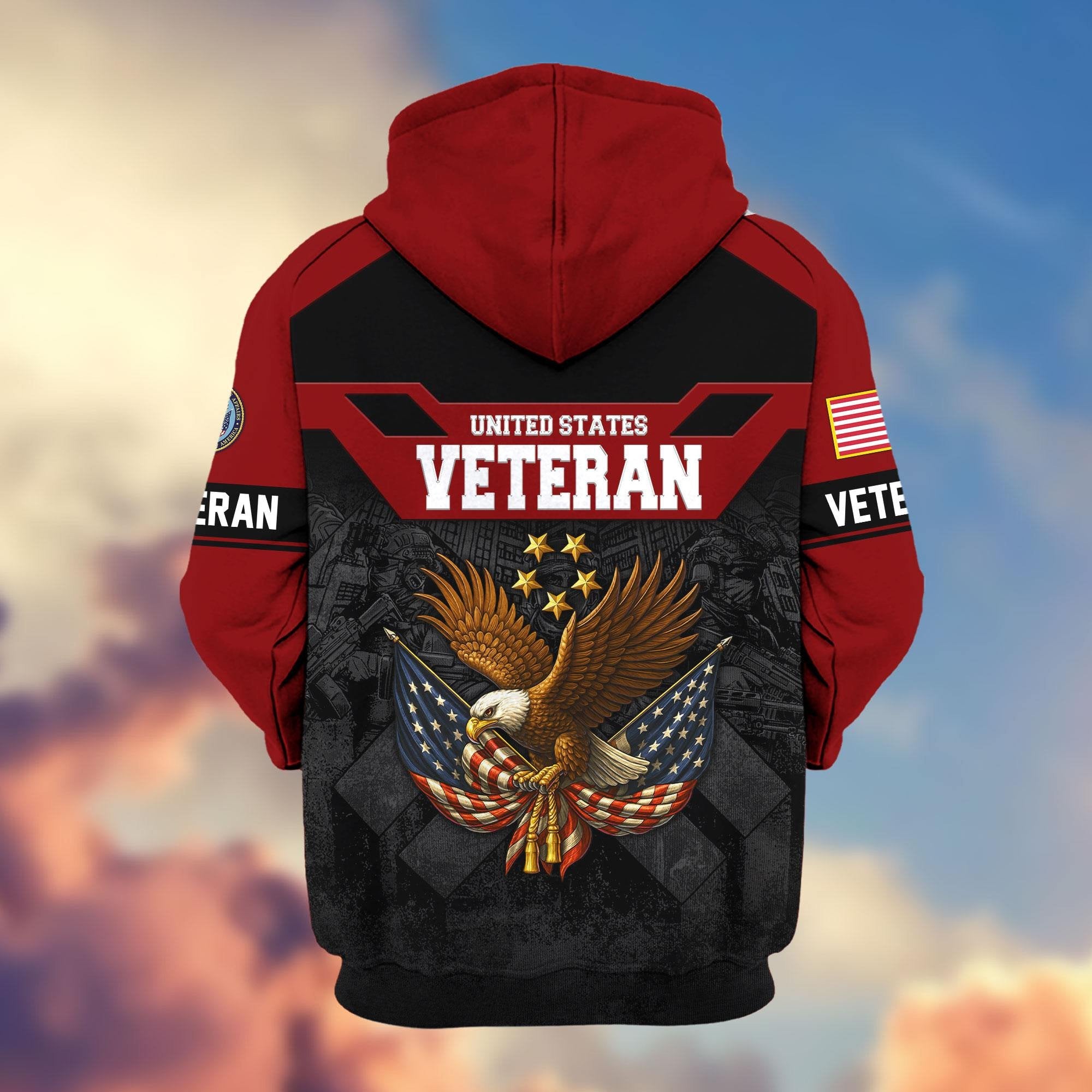 Premium US Veterans Zip Hoodie ATTN011023, Gifts For US Veterans, Gifts On Father's Day, Veterans Day.