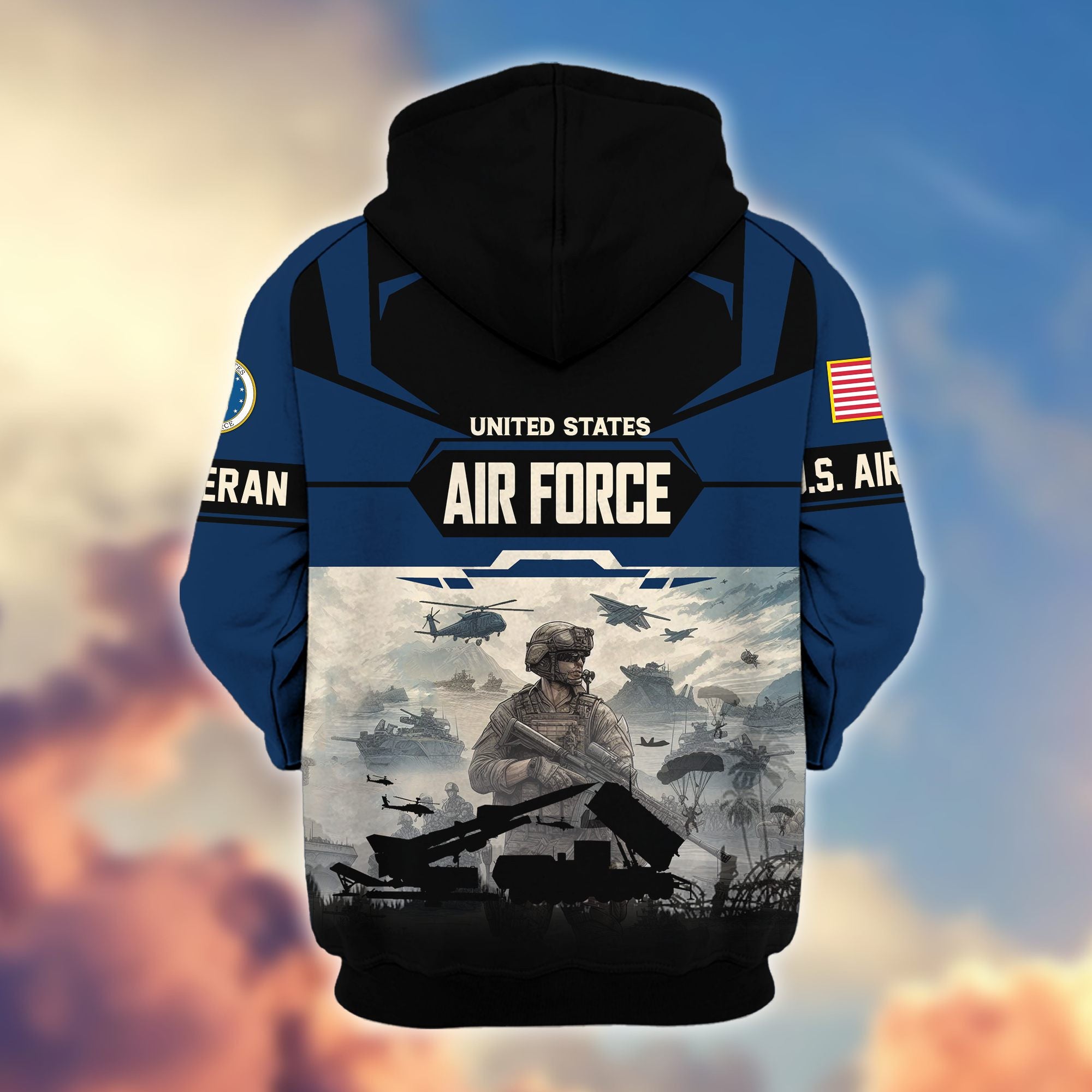 Premium US Veterans Zip Hoodie BPHN021014, Gifts For US Veterans, Gifts On Father's Day, Veterans Day.