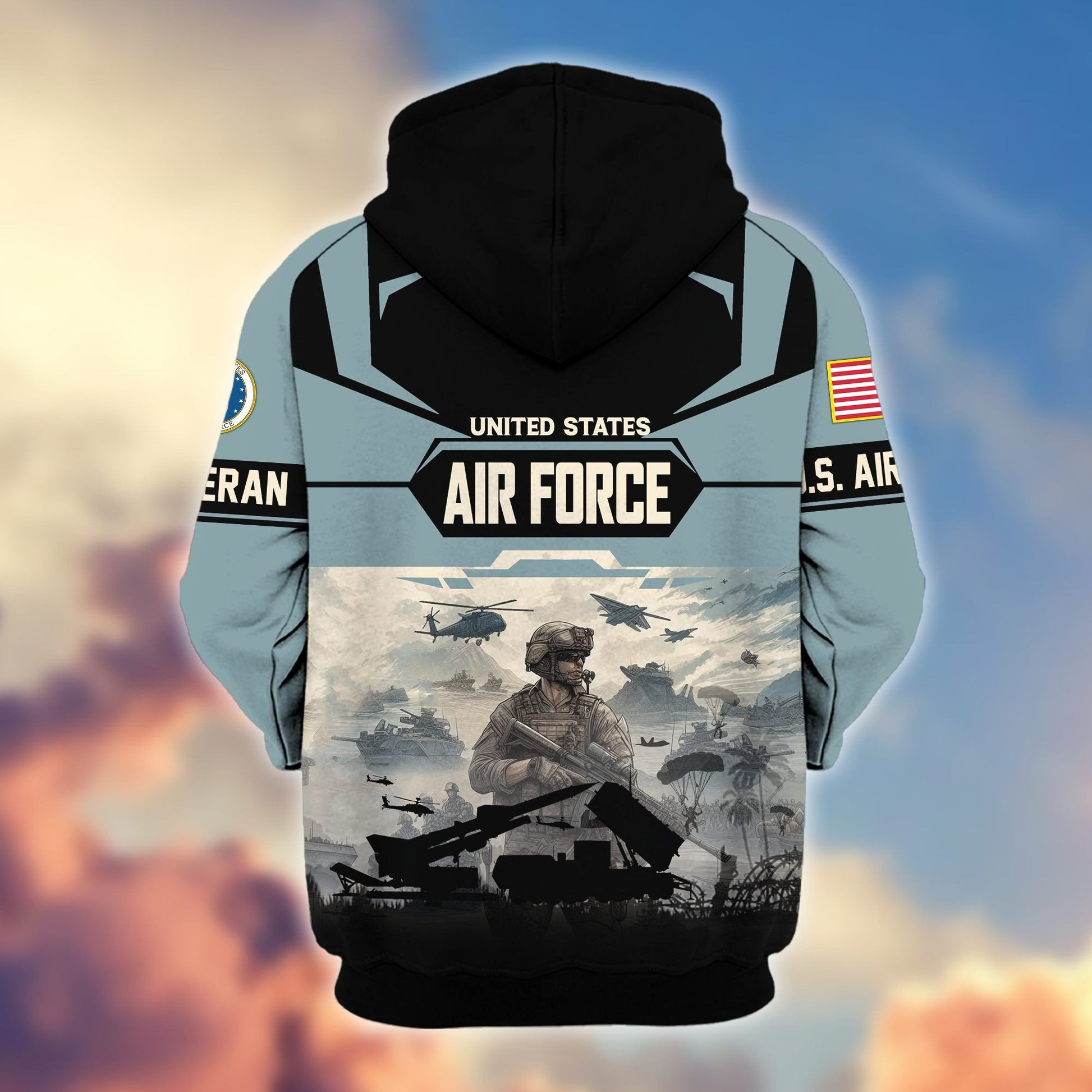 Premium US Veterans Zip Hoodie BPHN021014, Gifts For US Veterans, Gifts On Father's Day, Veterans Day.