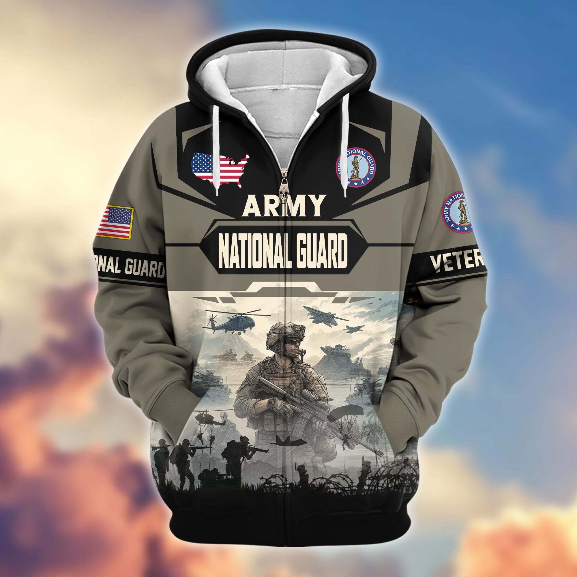 Premium US Veterans Zip Hoodie BPHN021014, Gifts For US Veterans, Gifts On Father's Day, Veterans Day.