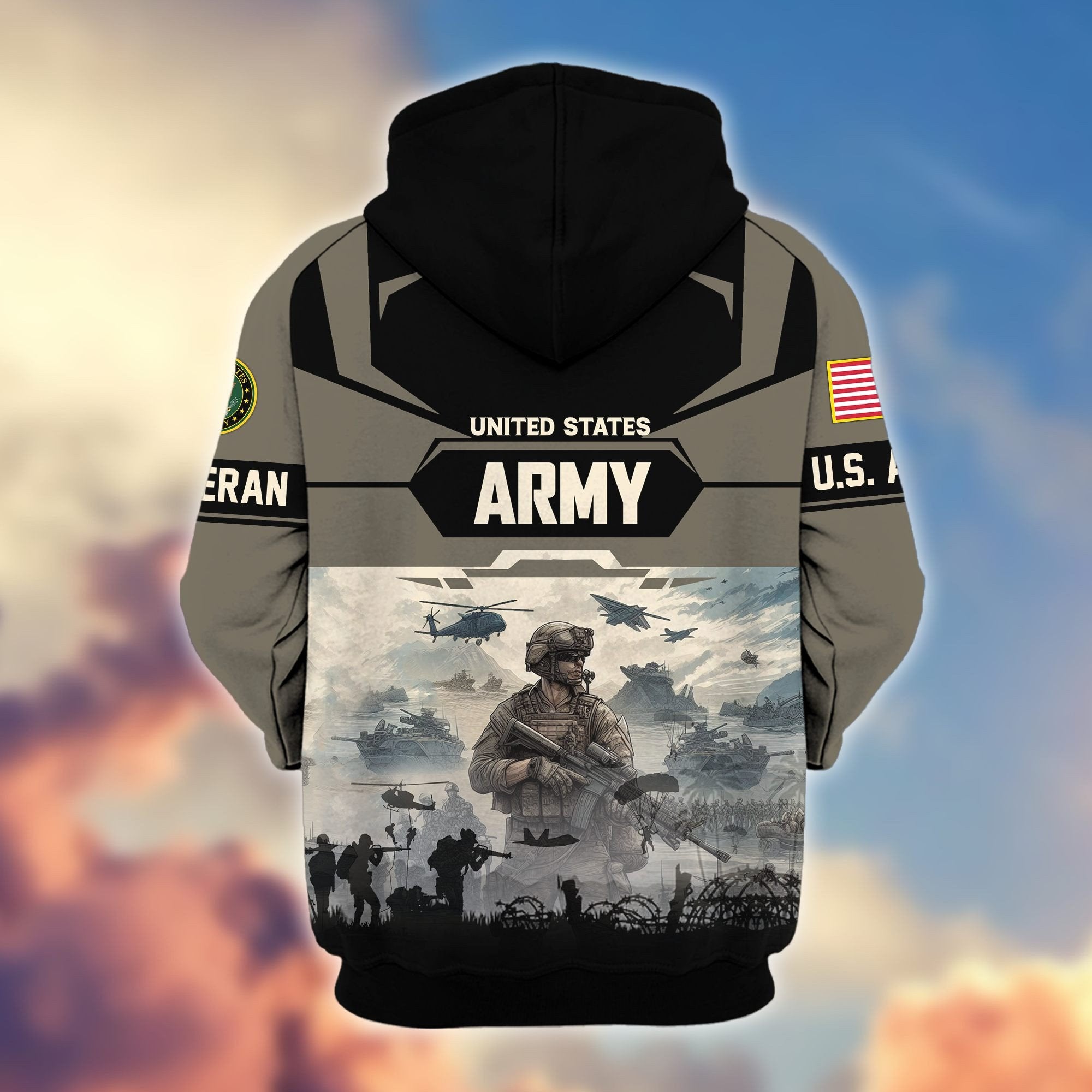 Premium US Veterans Zip Hoodie BPHN021014, Gifts For US Veterans, Gifts On Father's Day, Veterans Day.