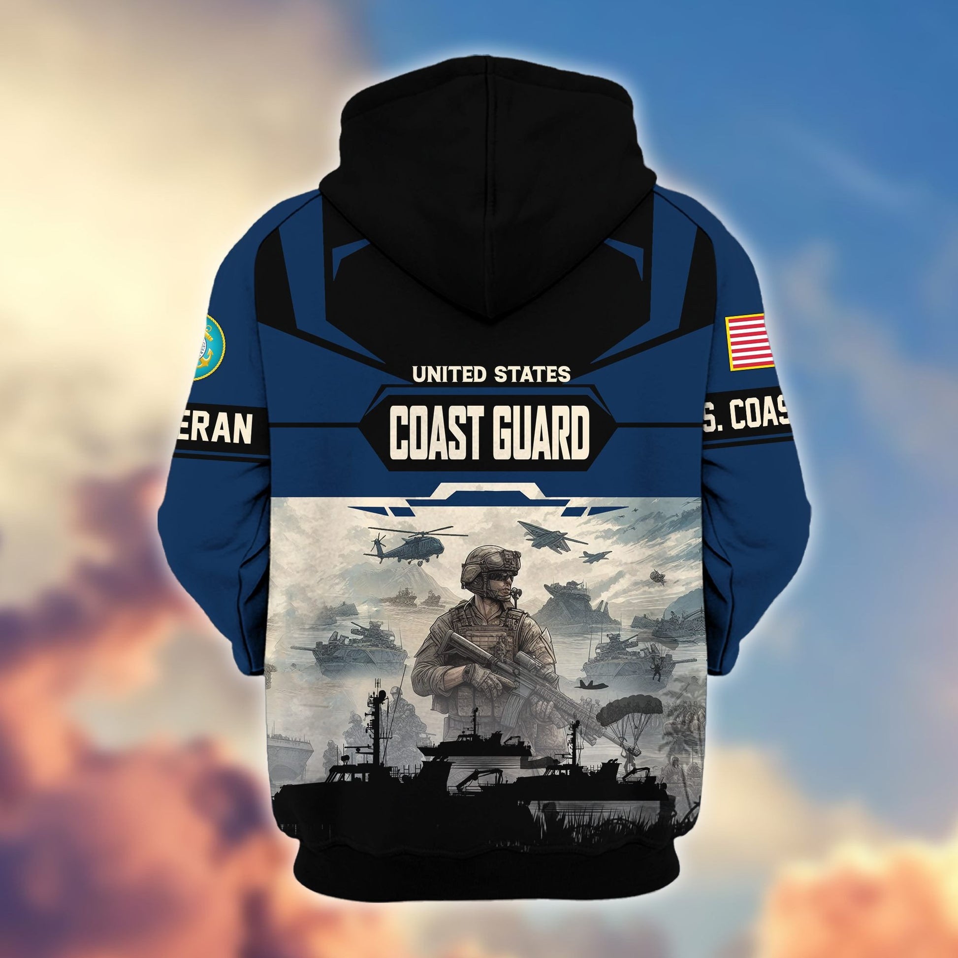 Premium US Veterans Zip Hoodie BPHN021014, Gifts For US Veterans, Gifts On Father's Day, Veterans Day.