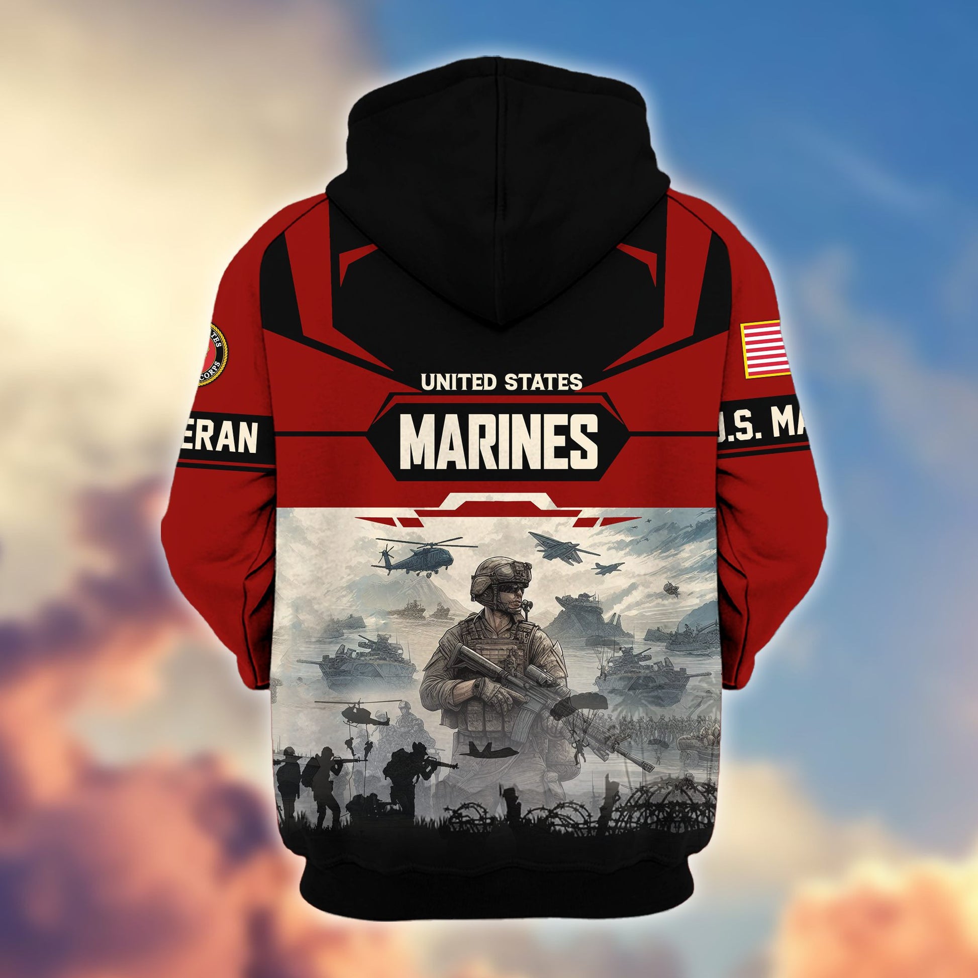 Premium US Veterans Zip Hoodie BPHN021014, Gifts For US Veterans, Gifts On Father's Day, Veterans Day.