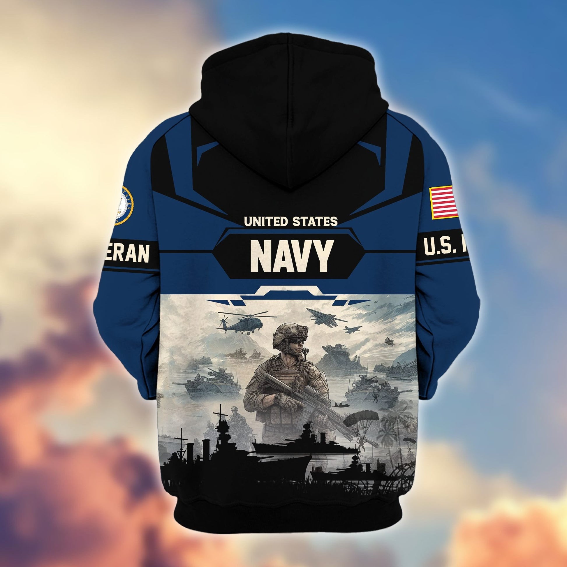 Premium US Veterans Zip Hoodie BPHN021014, Gifts For US Veterans, Gifts On Father's Day, Veterans Day.