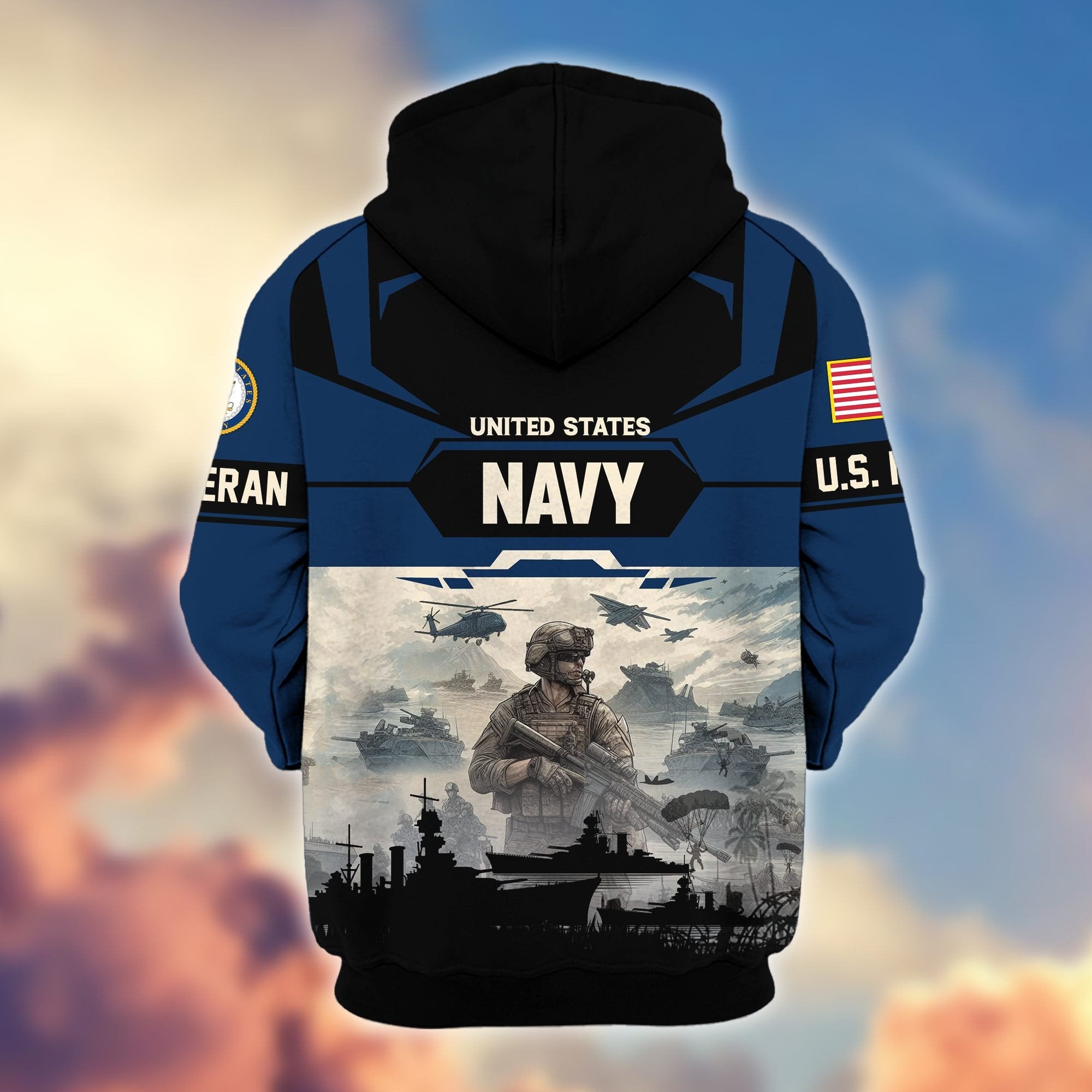 Premium US Veterans Zip Hoodie BPHN021014, Gifts For US Veterans, Gifts On Father's Day, Veterans Day.