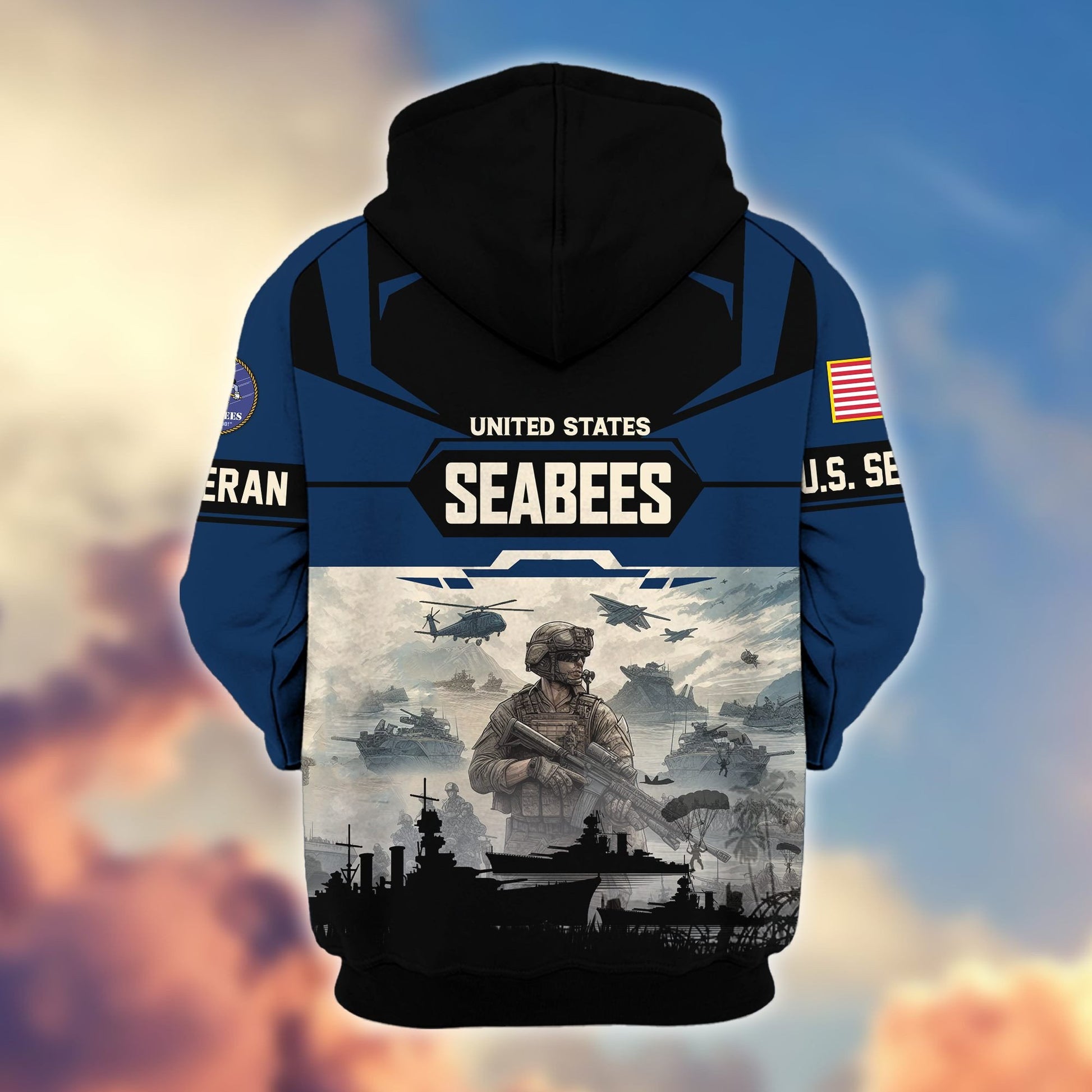 Premium US Veterans Zip Hoodie BPHN021014, Gifts For US Veterans, Gifts On Father's Day, Veterans Day.