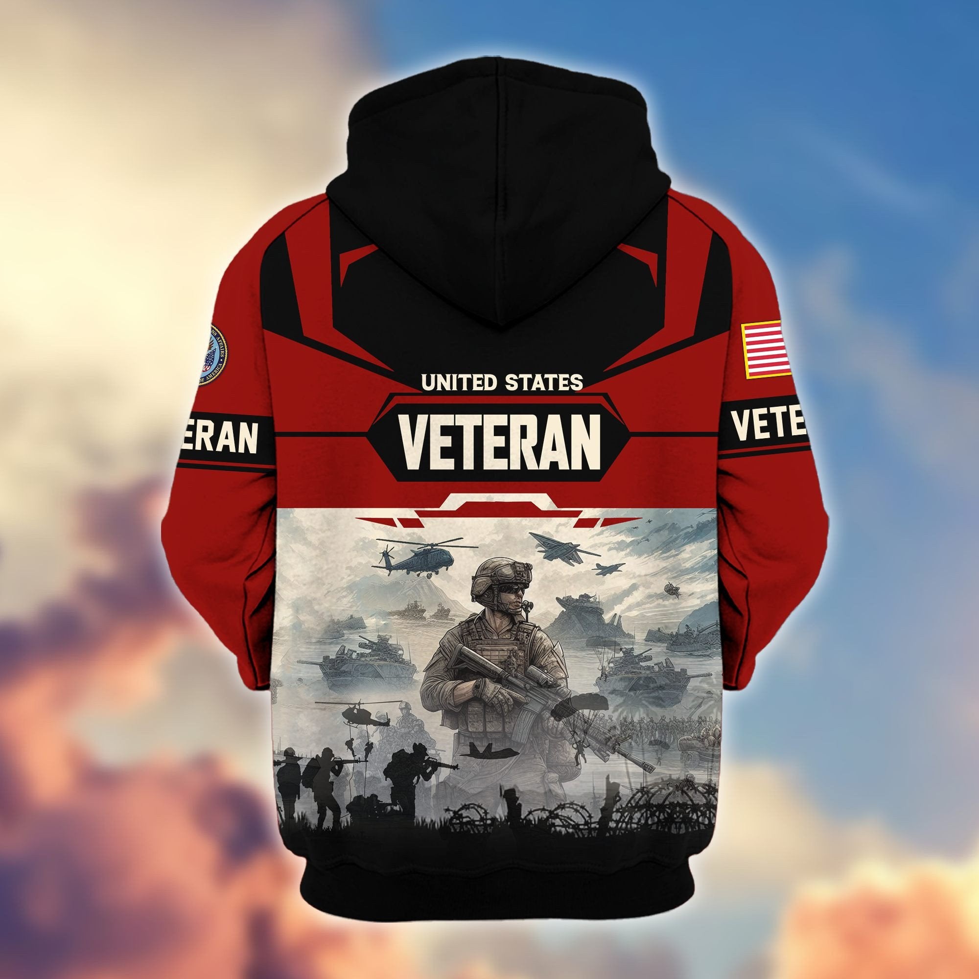 Premium US Veterans Zip Hoodie BPHN021014, Gifts For US Veterans, Gifts On Father's Day, Veterans Day.