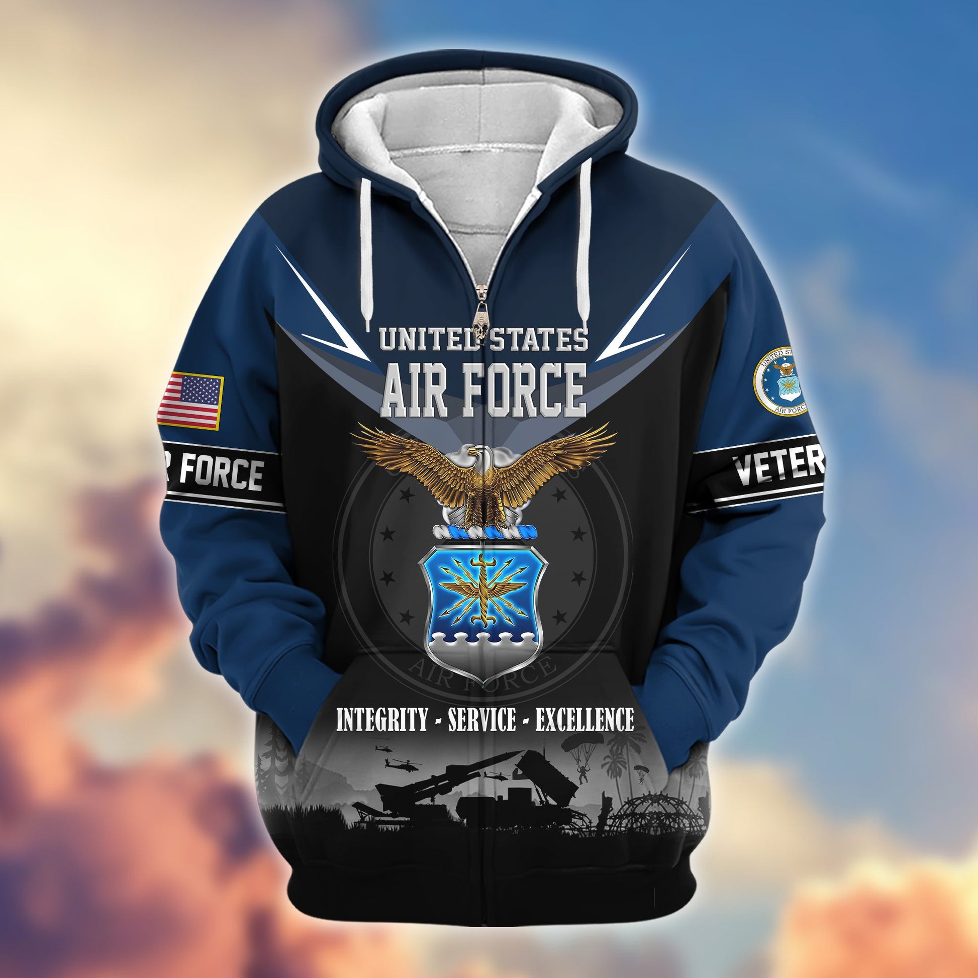 Premium US Veterans Zip Hoodie BPHN091012, Gifts For US Veterans, Gifts On Father's Day, Veterans Day.