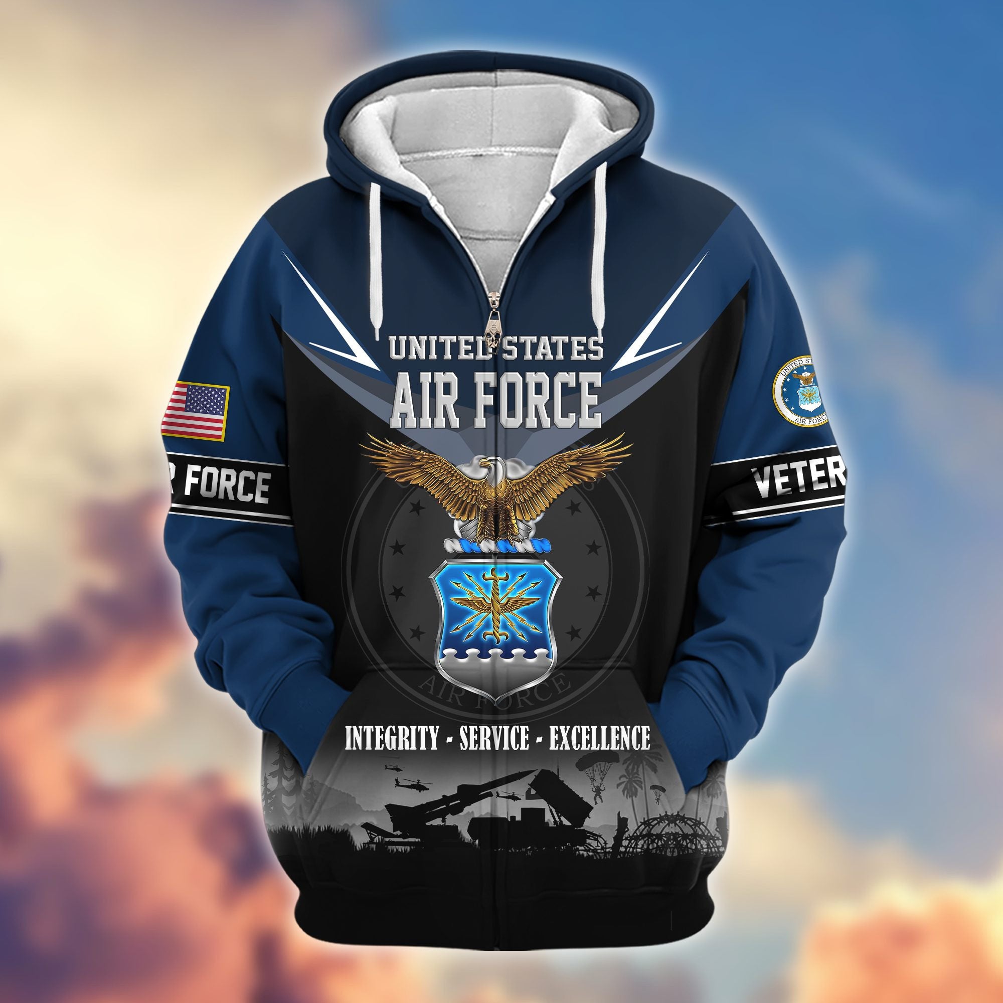 Premium US Veterans Zip Hoodie BPHN091012, Gifts For US Veterans, Gifts On Father's Day, Veterans Day.