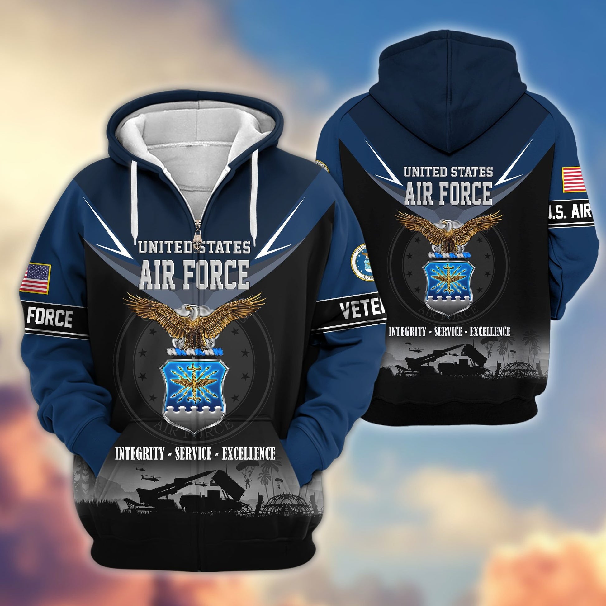 Premium US Veterans Zip Hoodie BPHN091012, Gifts For US Veterans, Gifts On Father's Day, Veterans Day.