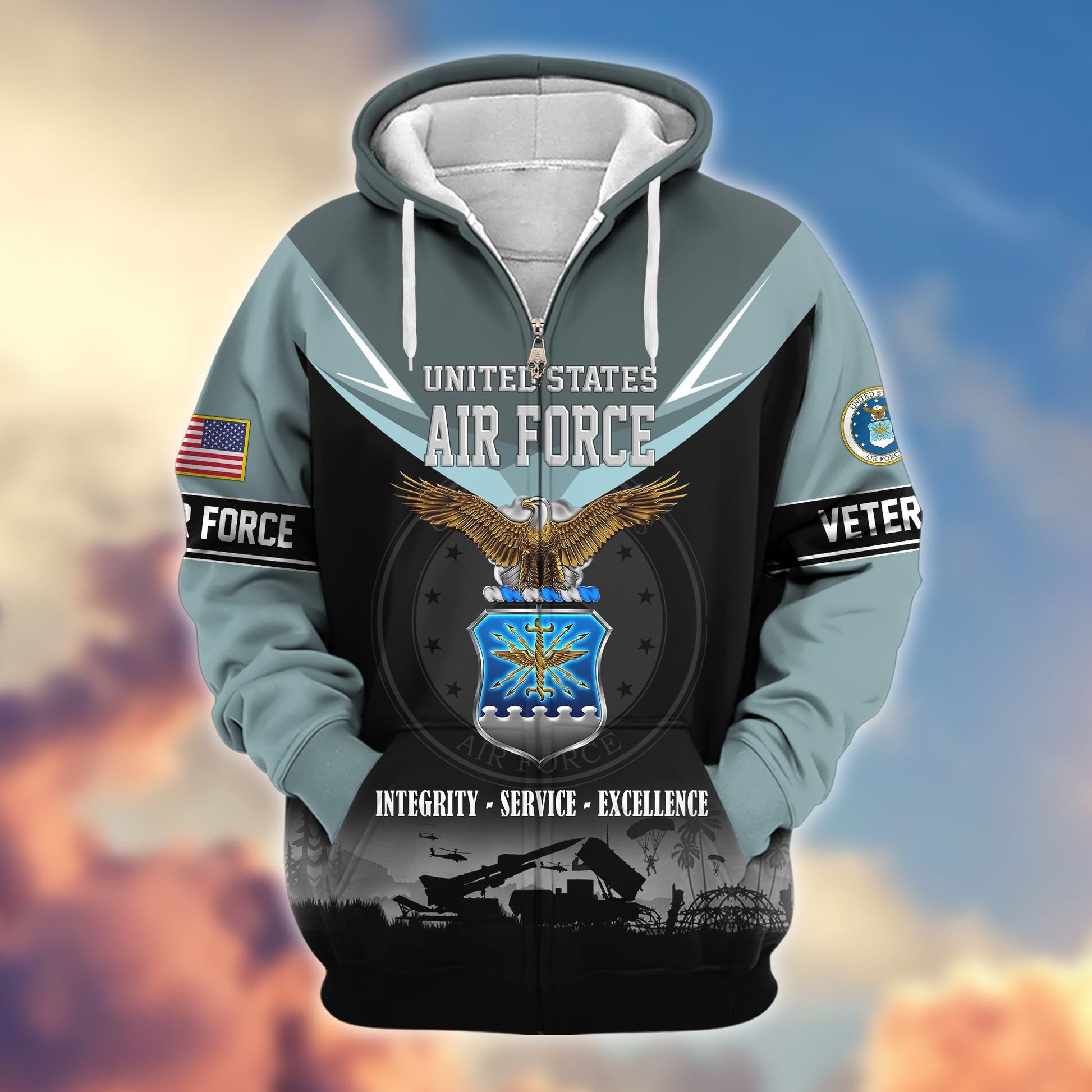 Premium US Veterans Zip Hoodie BPHN091012, Gifts For US Veterans, Gifts On Father's Day, Veterans Day.