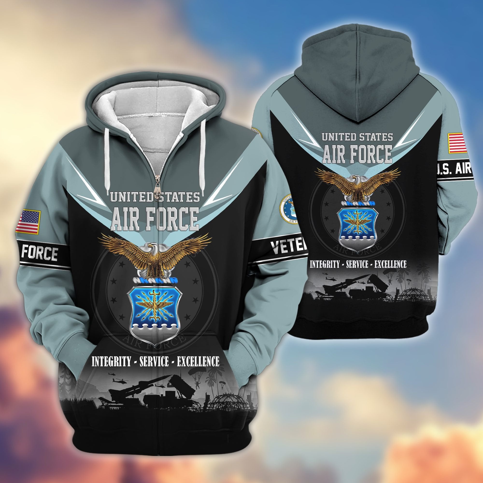 Premium US Veterans Zip Hoodie BPHN091012, Gifts For US Veterans, Gifts On Father's Day, Veterans Day.