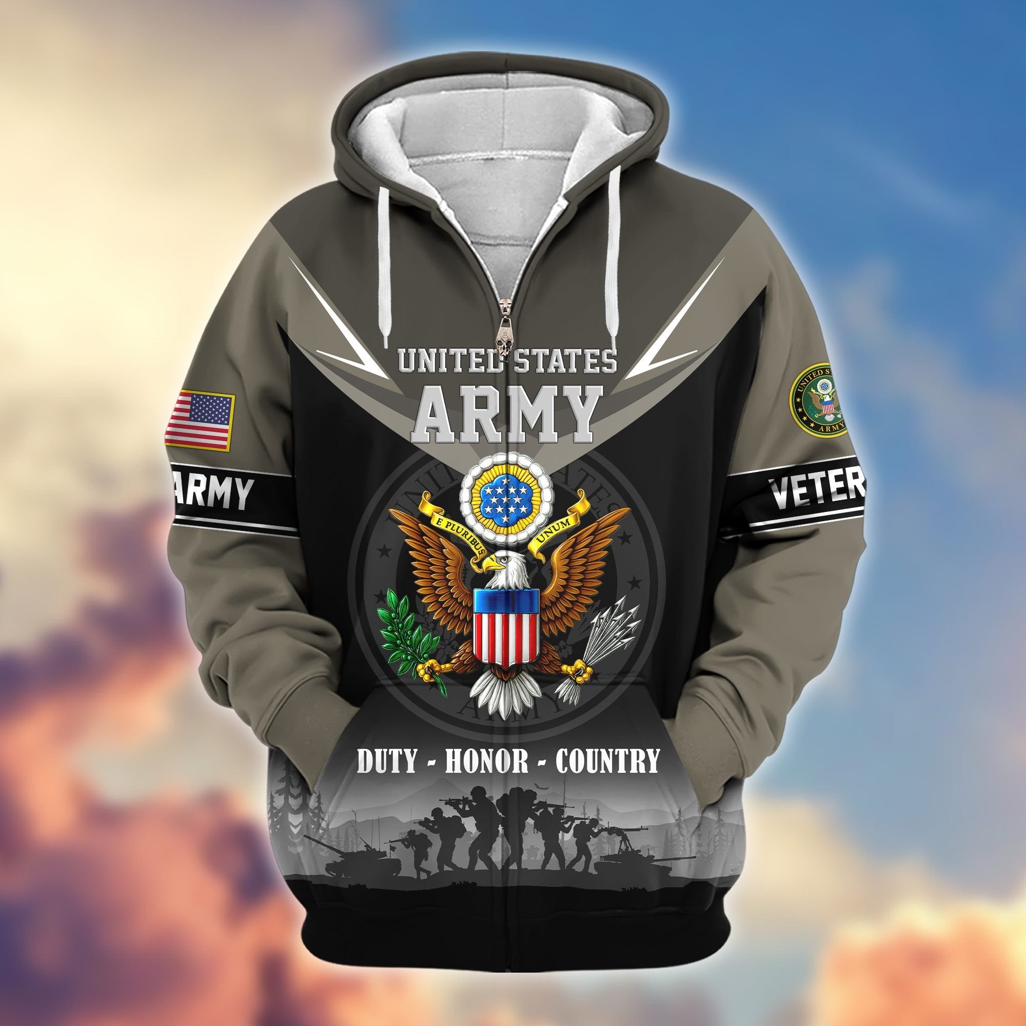 Premium US Veterans Zip Hoodie BPHN091012, Gifts For US Veterans, Gifts On Father's Day, Veterans Day.