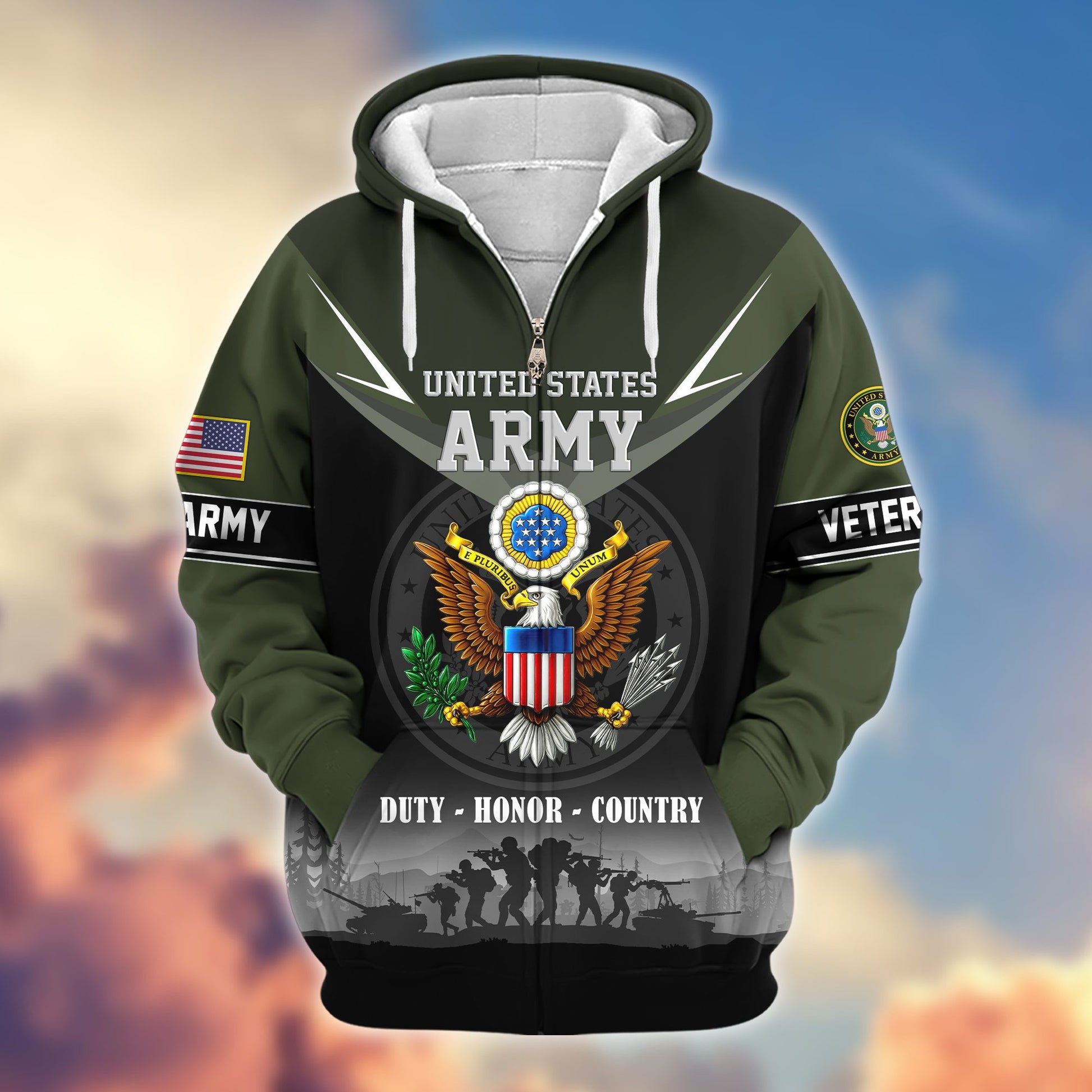 Premium US Veterans Zip Hoodie BPHN091012, Gifts For US Veterans, Gifts On Father's Day, Veterans Day.