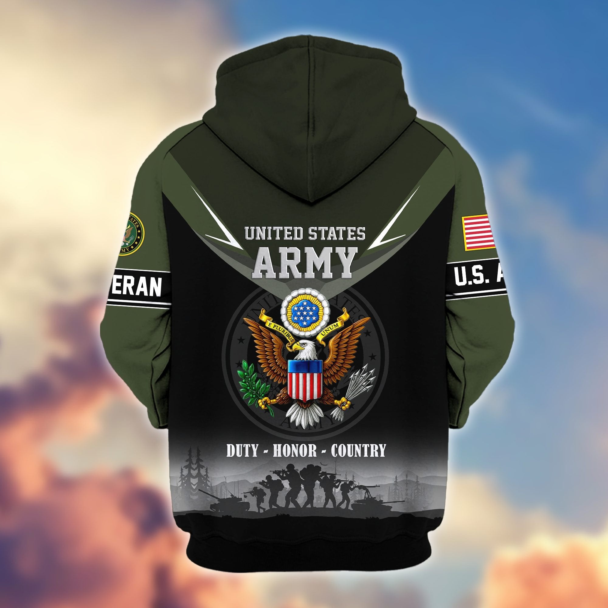 Premium US Veterans Zip Hoodie BPHN091012, Gifts For US Veterans, Gifts On Father's Day, Veterans Day.