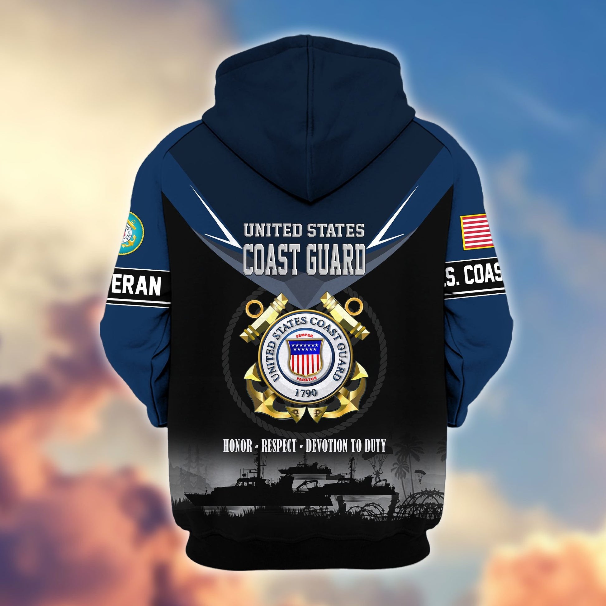 Premium US Veterans Zip Hoodie BPHN091012, Gifts For US Veterans, Gifts On Father's Day, Veterans Day.