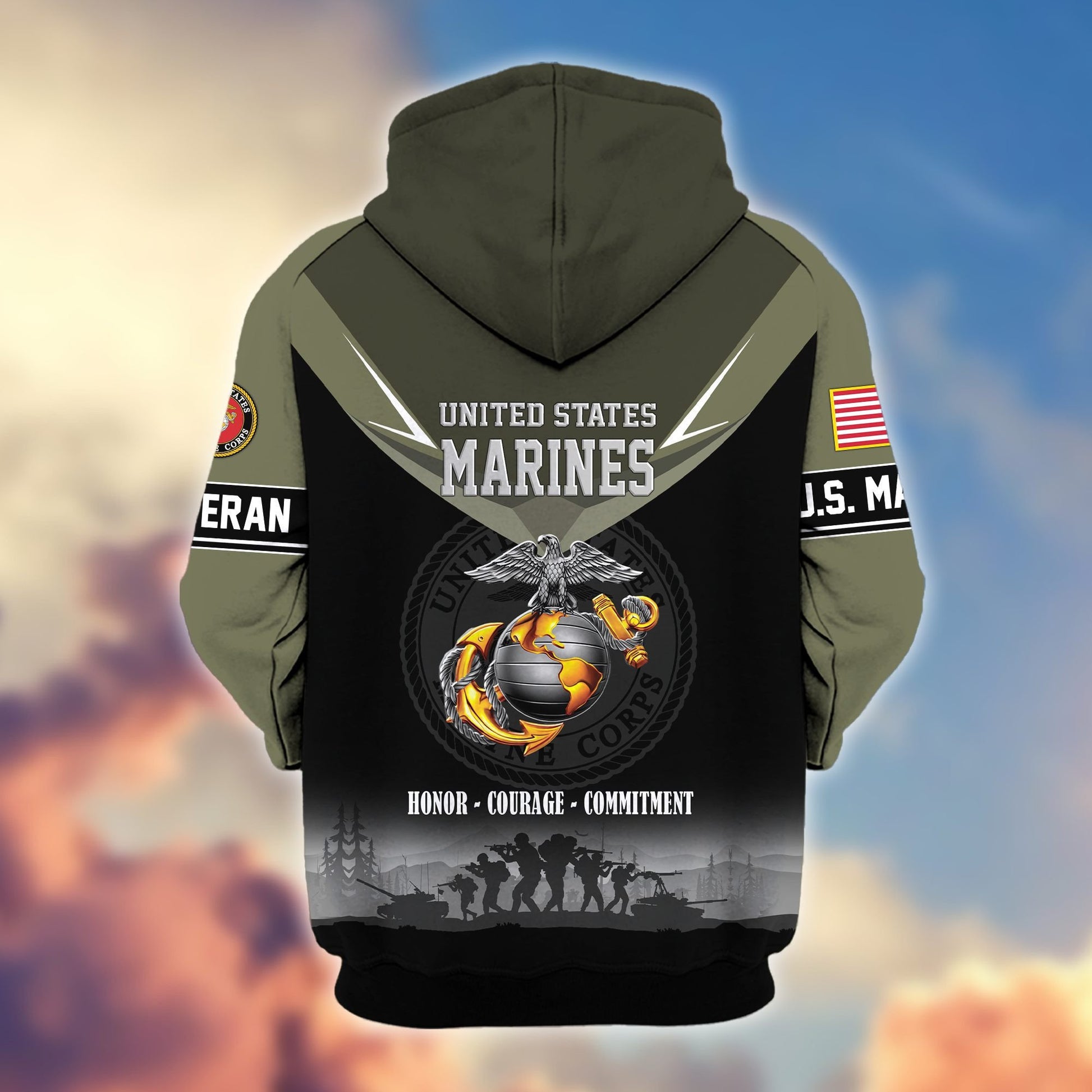 Premium US Veterans Zip Hoodie BPHN091012, Gifts For US Veterans, Gifts On Father's Day, Veterans Day.