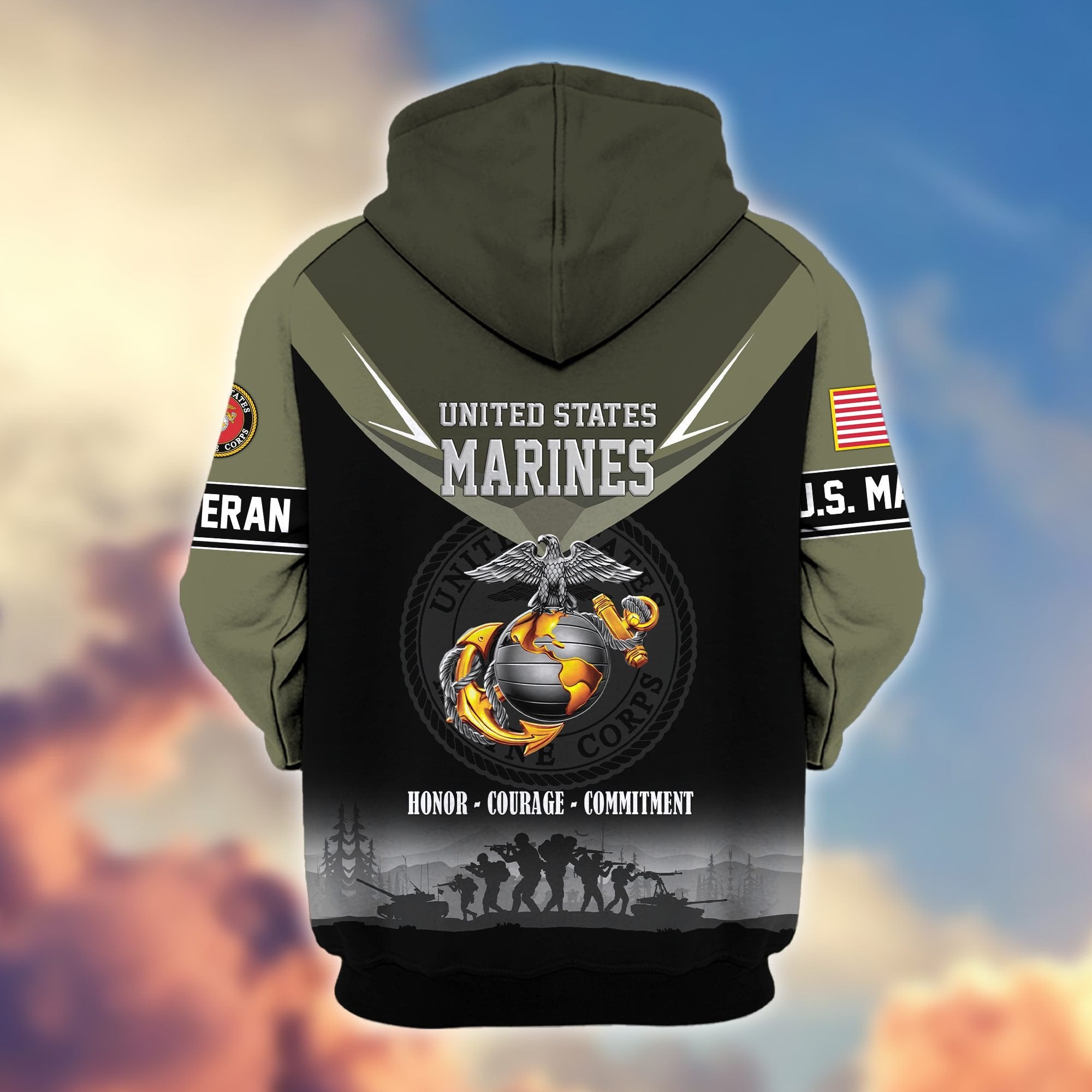 Premium US Veterans Zip Hoodie BPHN091012, Gifts For US Veterans, Gifts On Father's Day, Veterans Day.