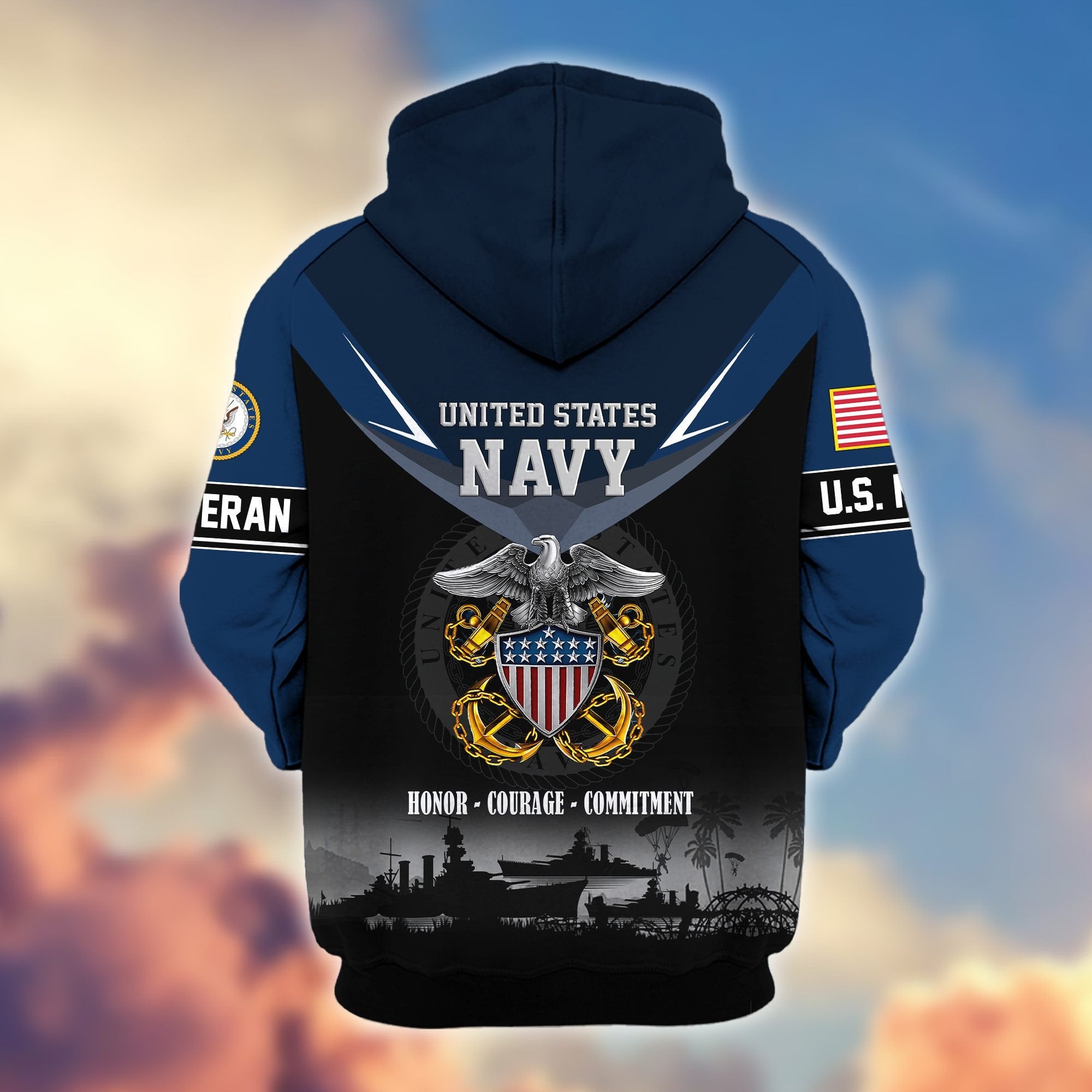 Premium US Veterans Zip Hoodie BPHN091012, Gifts For US Veterans, Gifts On Father's Day, Veterans Day.